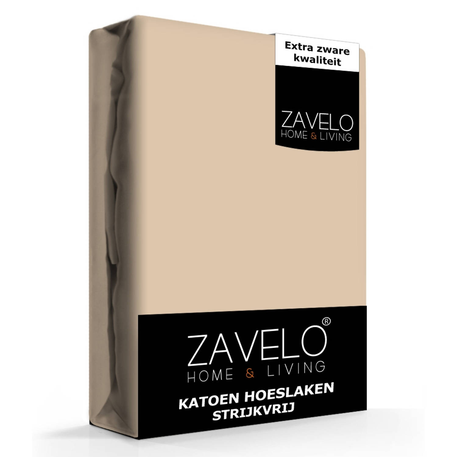 Slaaptextiel Zavelo Hoeslaken Katoen Strijkvrij Taupe-lits-jumeaux (180x200 Cm)
