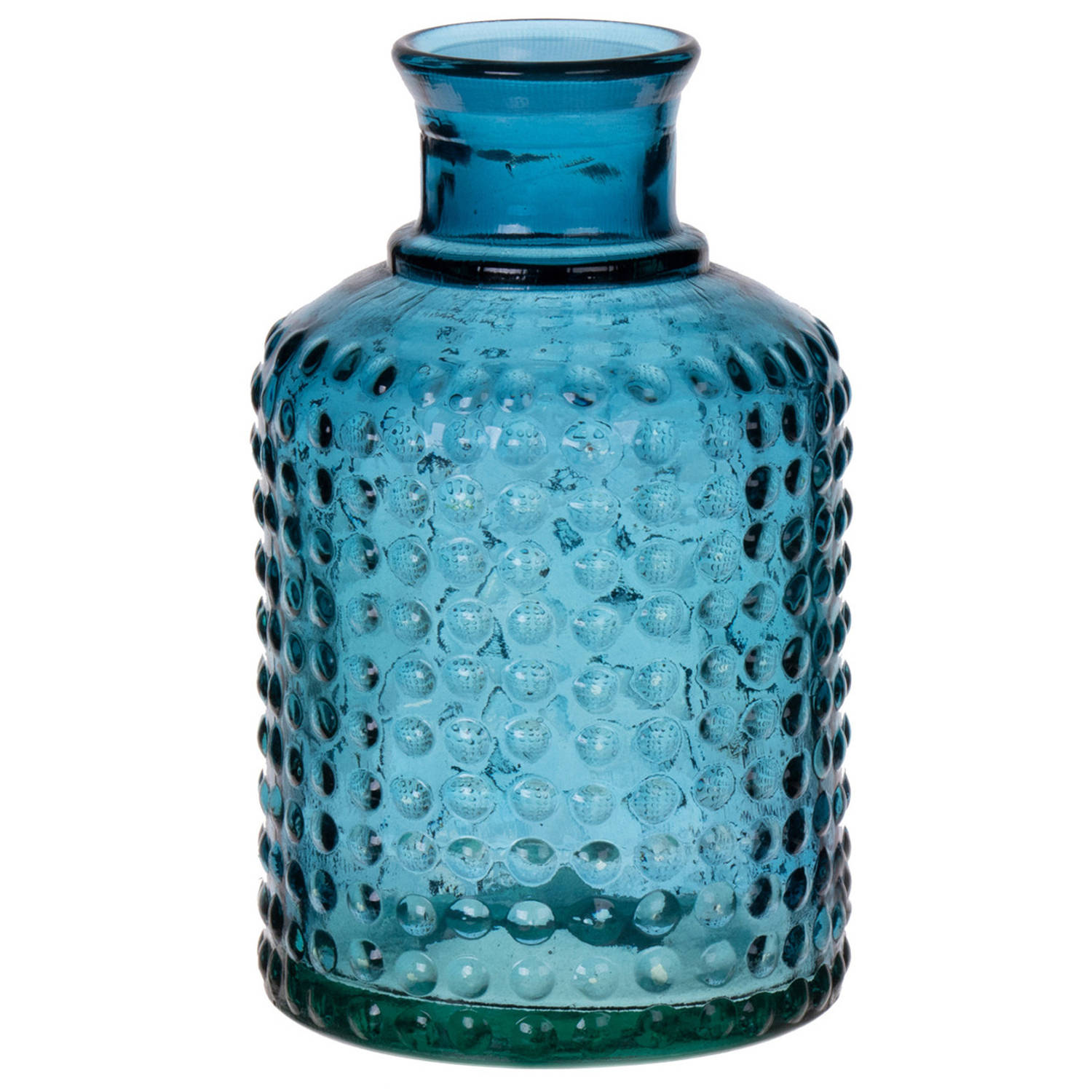 Bloemenvaas - Hemels - Transparant Gerecycled Glas - D12 X H20 Cm - Vazen - Blauw