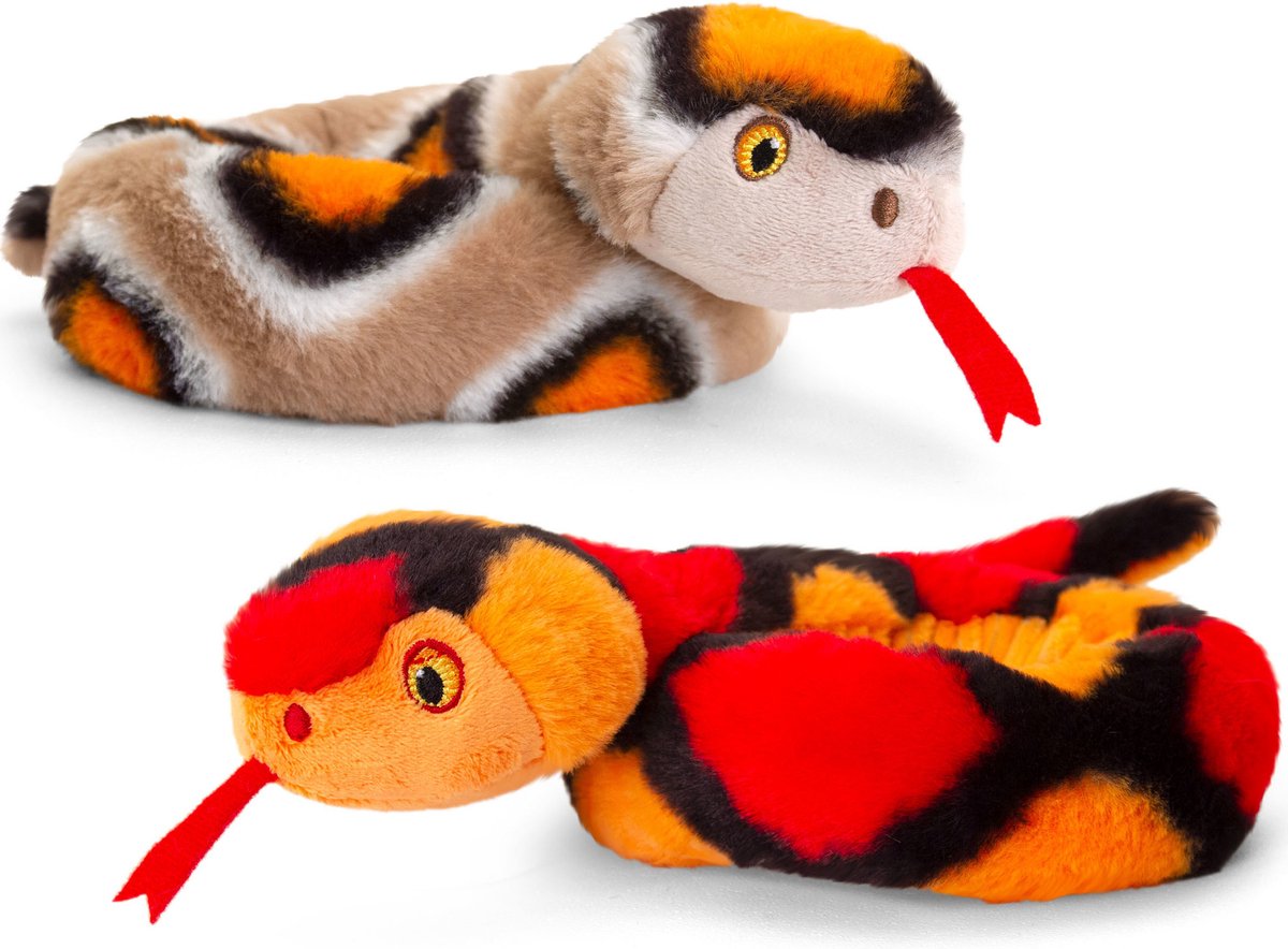 Keel Toys Pluche Knuffel Dieren Kleine Opgerolde Slangen En Bruin 65 Cm - Knuffeldier - Rood