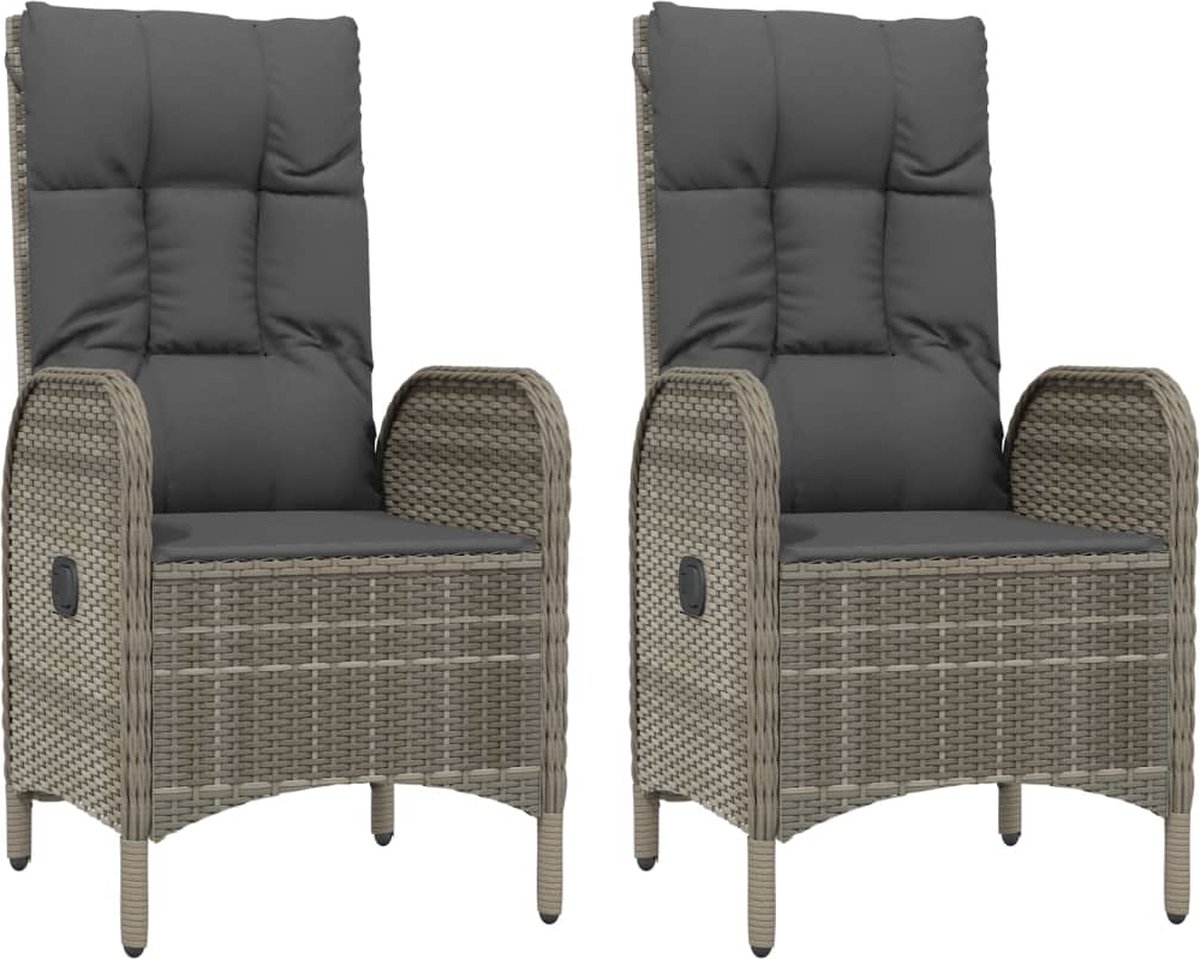 Vidaxl 3-delige Tuinset Met Kussens Poly Rattan Zwart En - Grijs