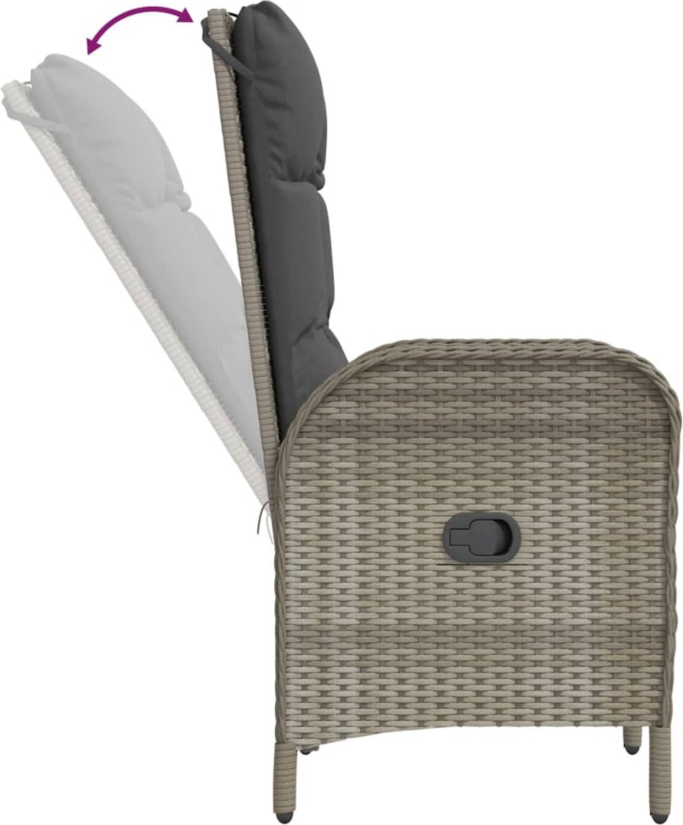 Vidaxl 3-delige Tuinset Met Kussens Poly Rattan Zwart En - Grijs