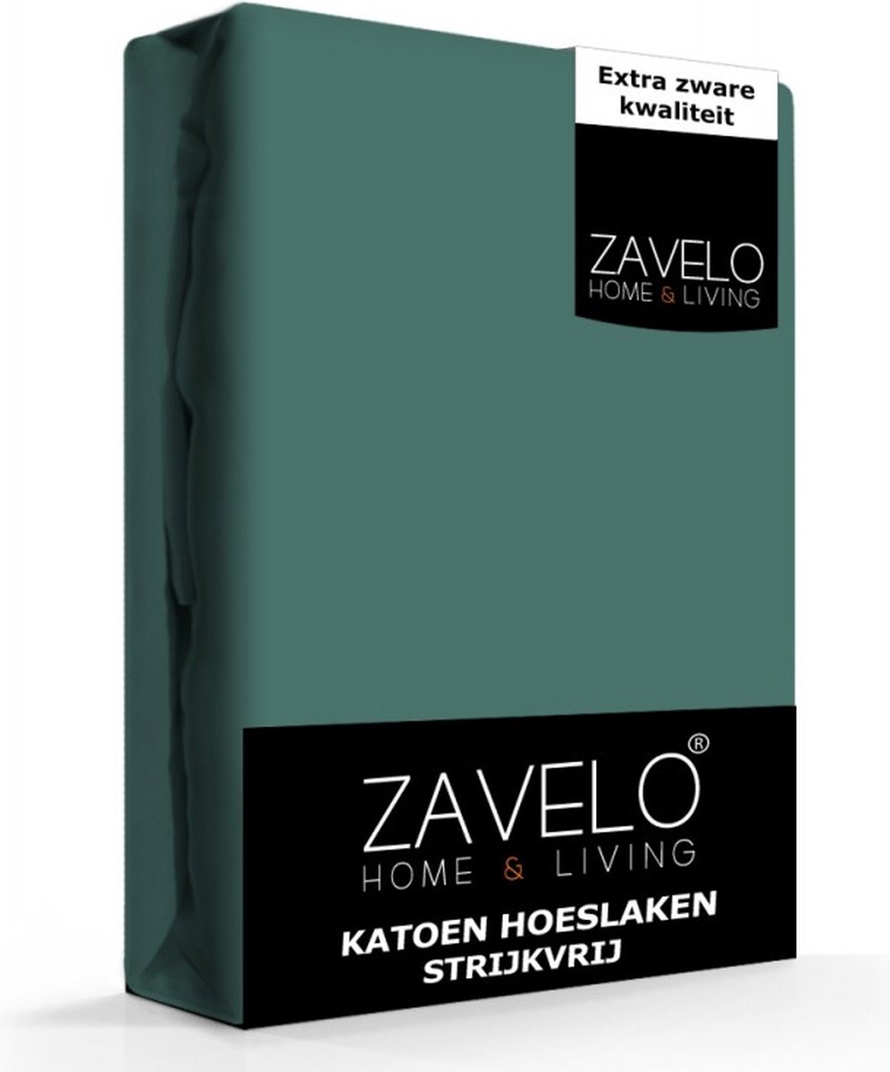 Slaaptextiel Zavelo Hoeslaken Katoen Strijkvrij Petrol-2-persoons (140x200 Cm) - Blauw
