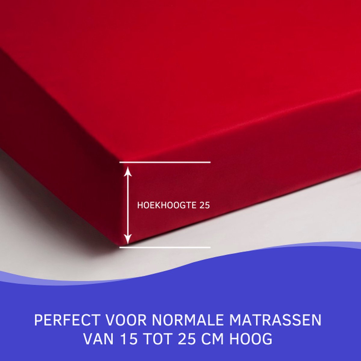 Slaaptextiel Zavelo Hoeslaken Katoen Strijkvrij-lits-jumeaux (160x200 Cm) - Rood