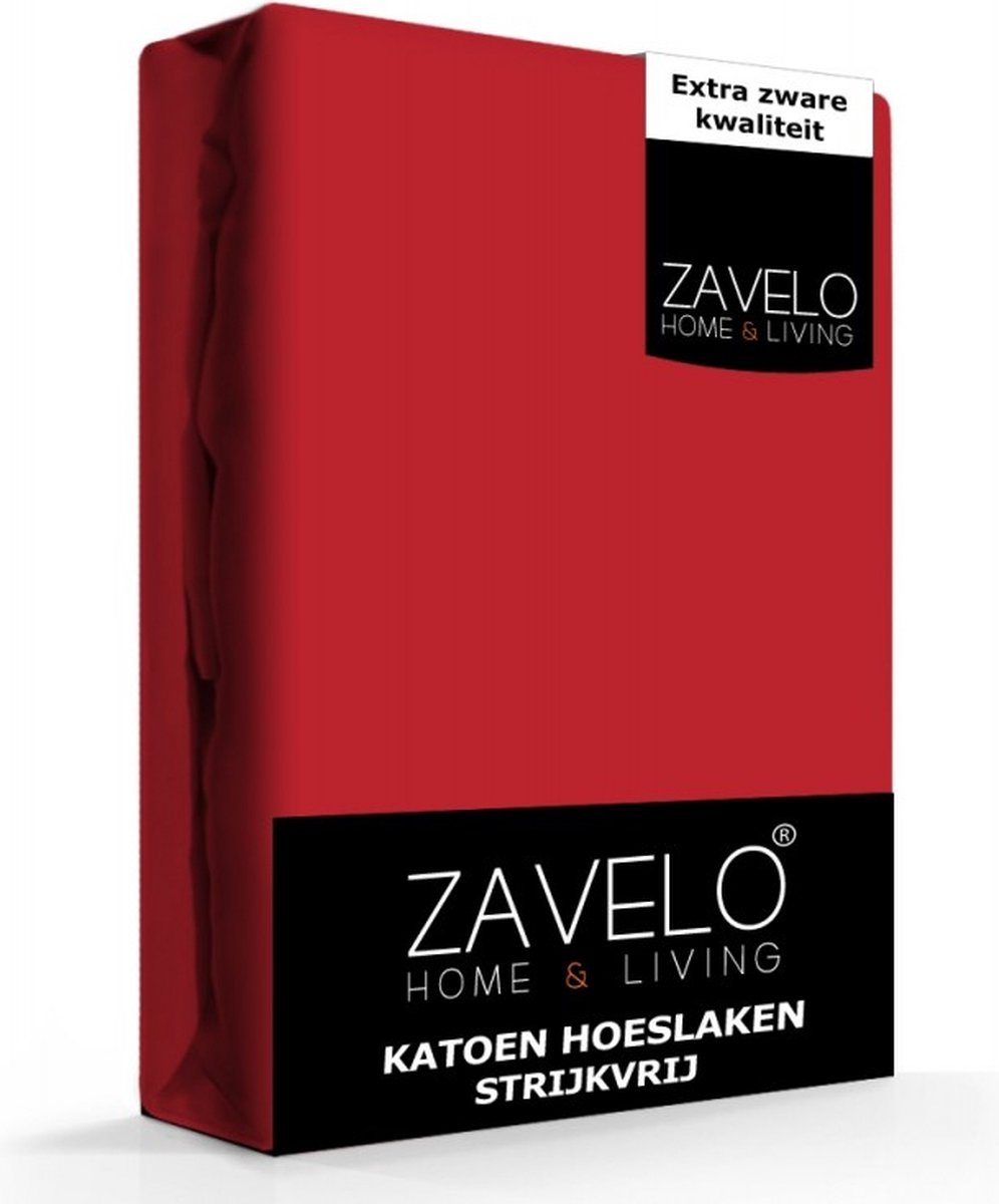 Slaaptextiel Zavelo Hoeslaken Katoen Strijkvrij-lits-jumeaux (180x200 Cm) - Rood