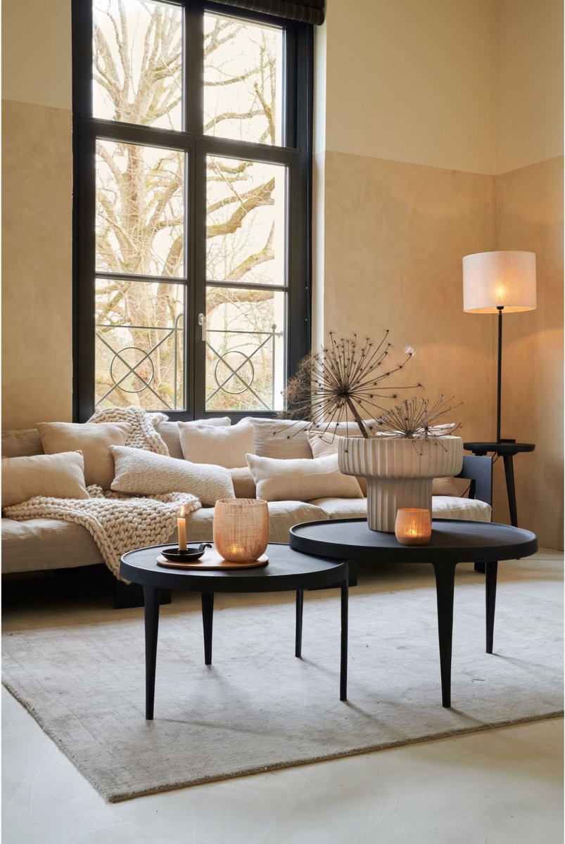 Light & Living - Bijzettafel+vloerlamp Tolfa - 40x40x135cm - Zwart
