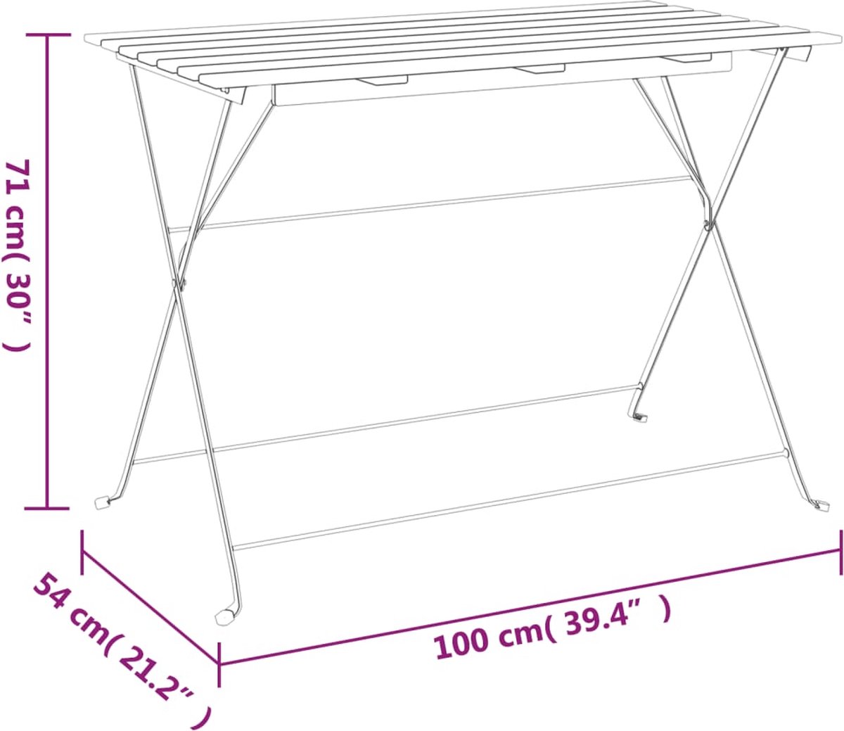 Vidaxl 5-delige Bistroset Inklapbaar Massief Acaciahout En Staal - Bruin