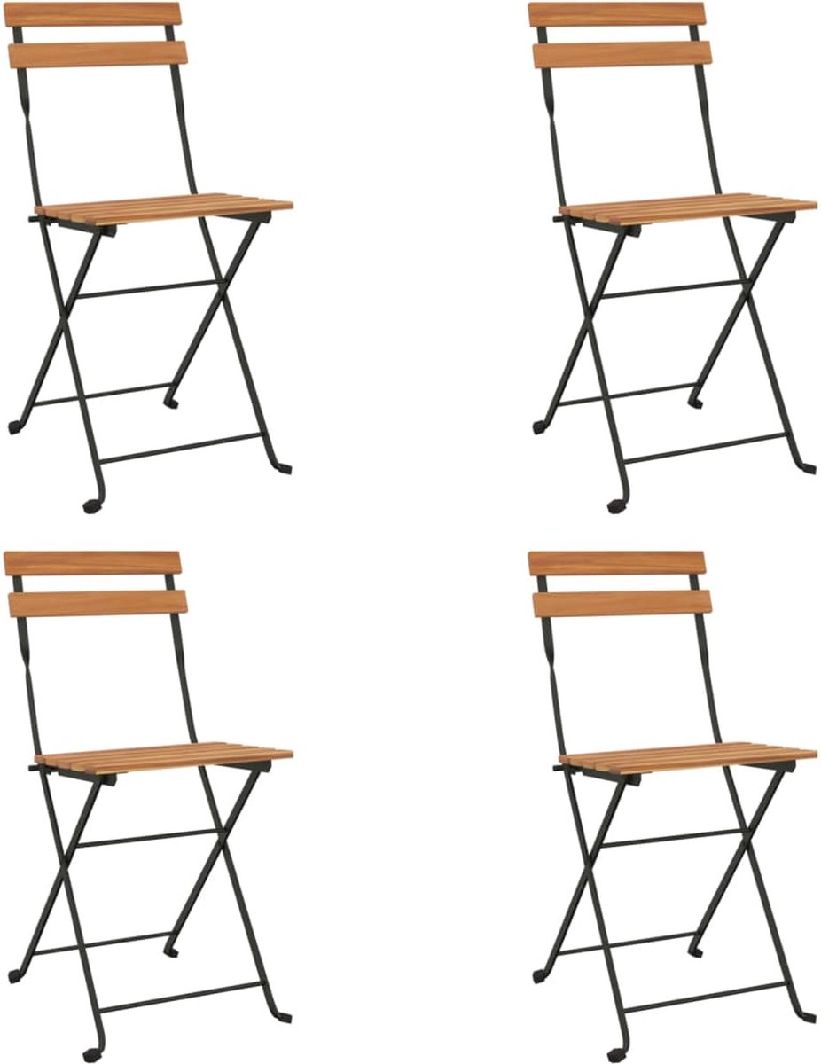 Vidaxl 5-delige Bistroset Inklapbaar Massief Acaciahout En Staal - Bruin