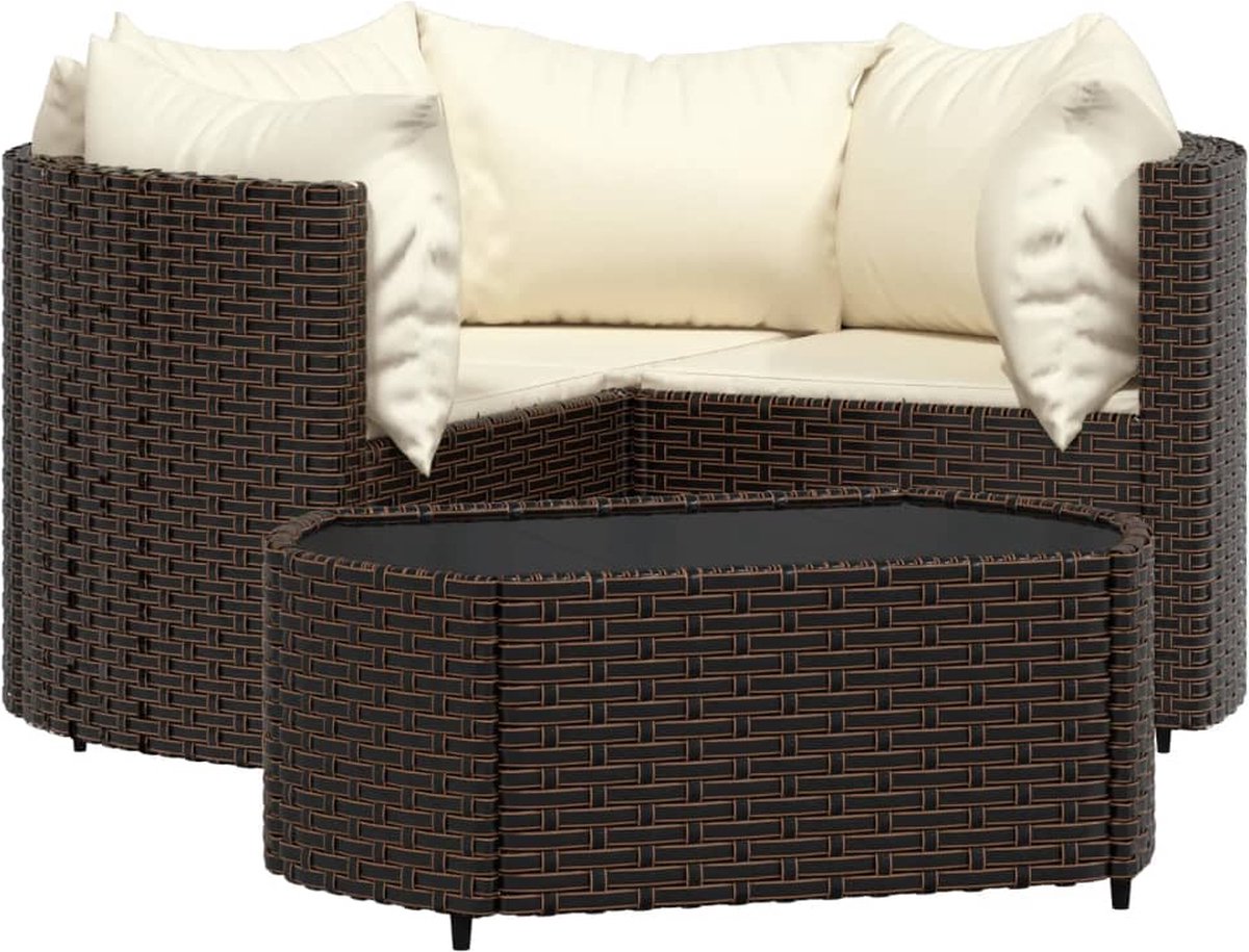 Vidaxl 4-delige Loungeset Met Kussens Poly Rattan - Marrón