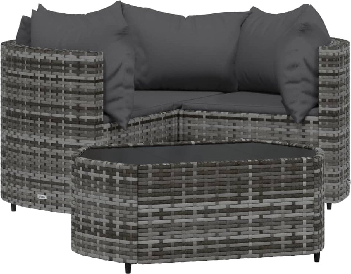 Vidaxl 4-delige Loungeset Met Kussens Poly Rattan - Grijs