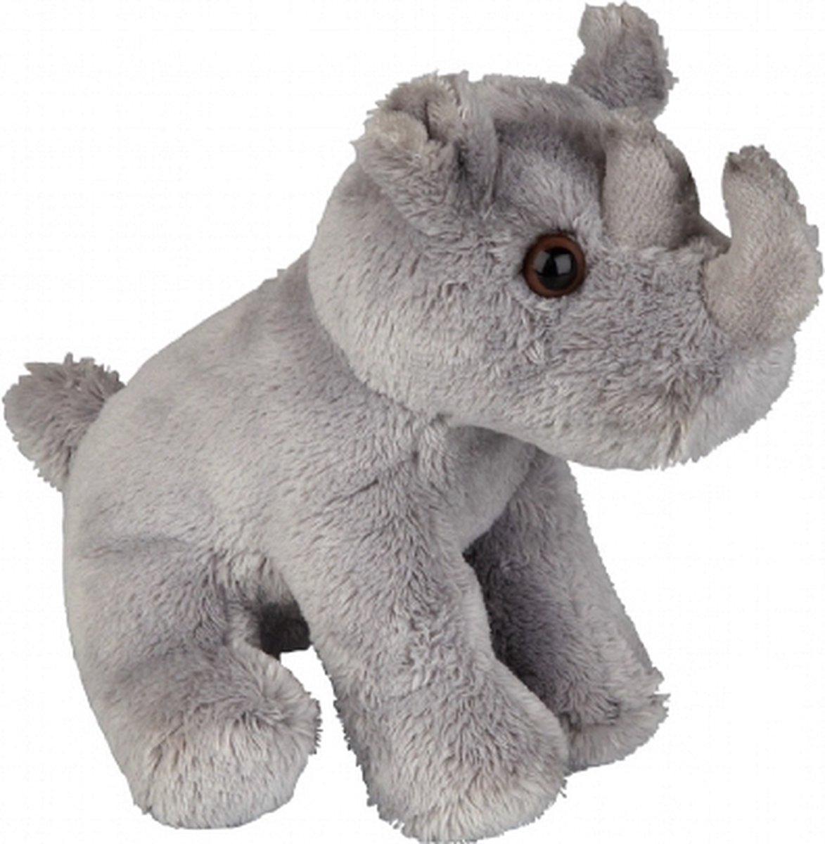 Safari Dieren Serie Pluche Knuffels 2x Stuks - Neushoorn En Leeuw Van 15 Cm - Knuffeldier - Grijs