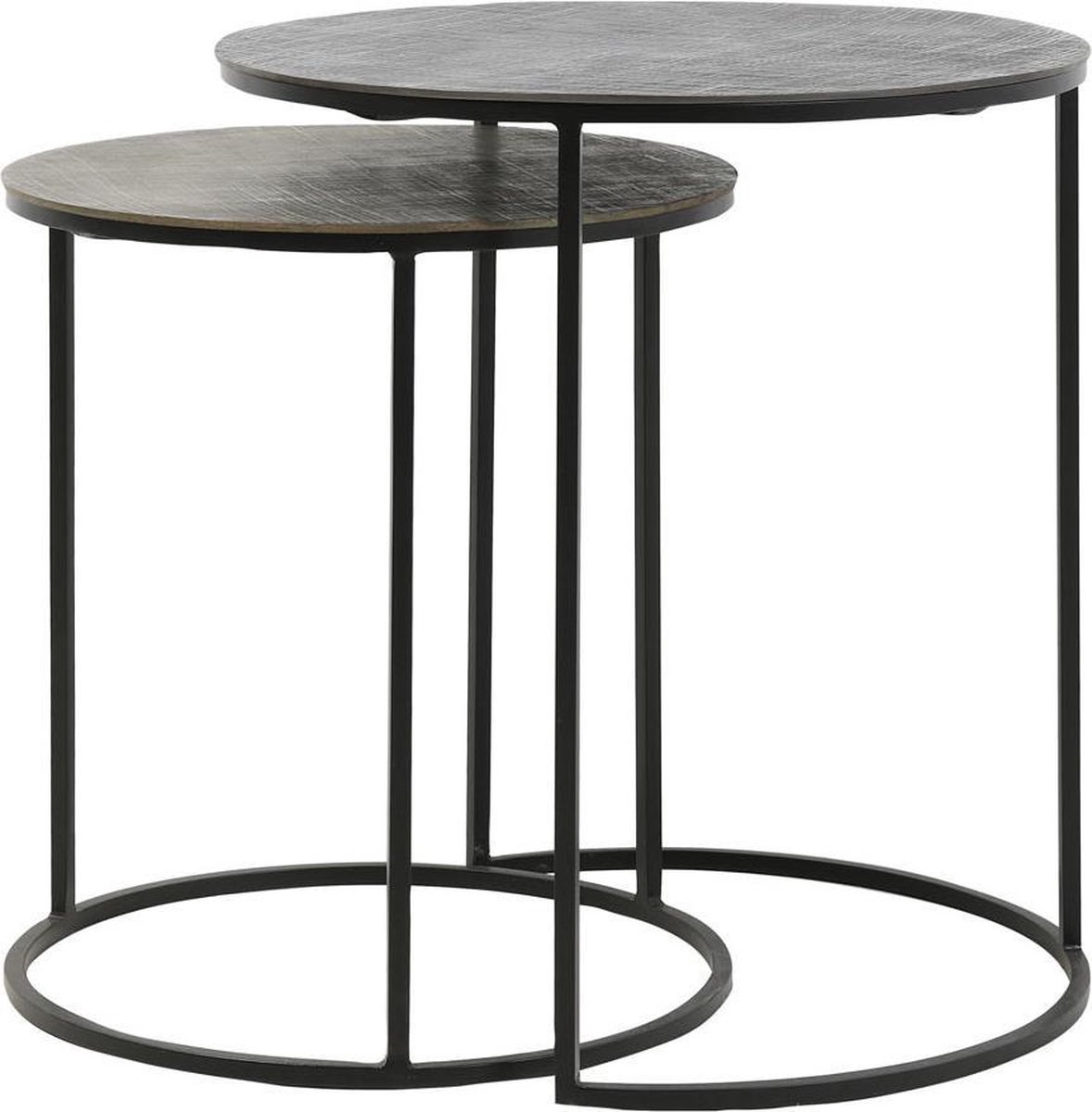 Light & Living - Bijzettafel Rengo Set Van 2 - 49x49x52cm - Grijs