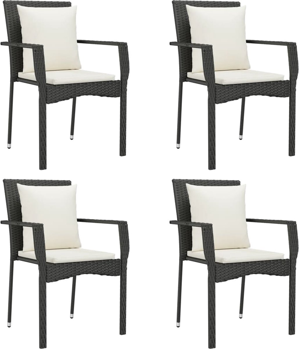 Vidaxl 5-delige Tuinset Met Kussens Poly Rattan - Zwart