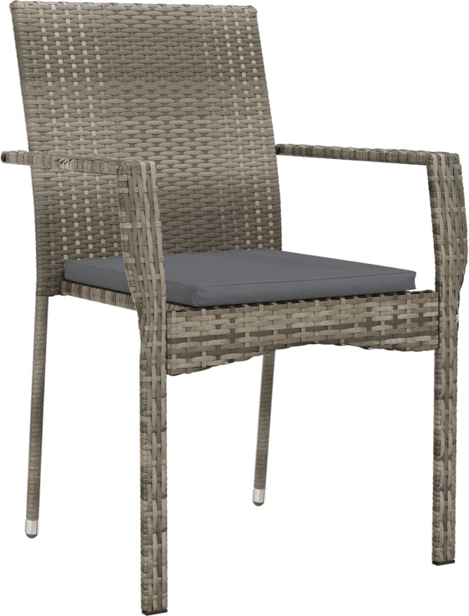 Vidaxl 9-delige Tuinset Met Kussens Poly Rattan Zwart En - Grijs