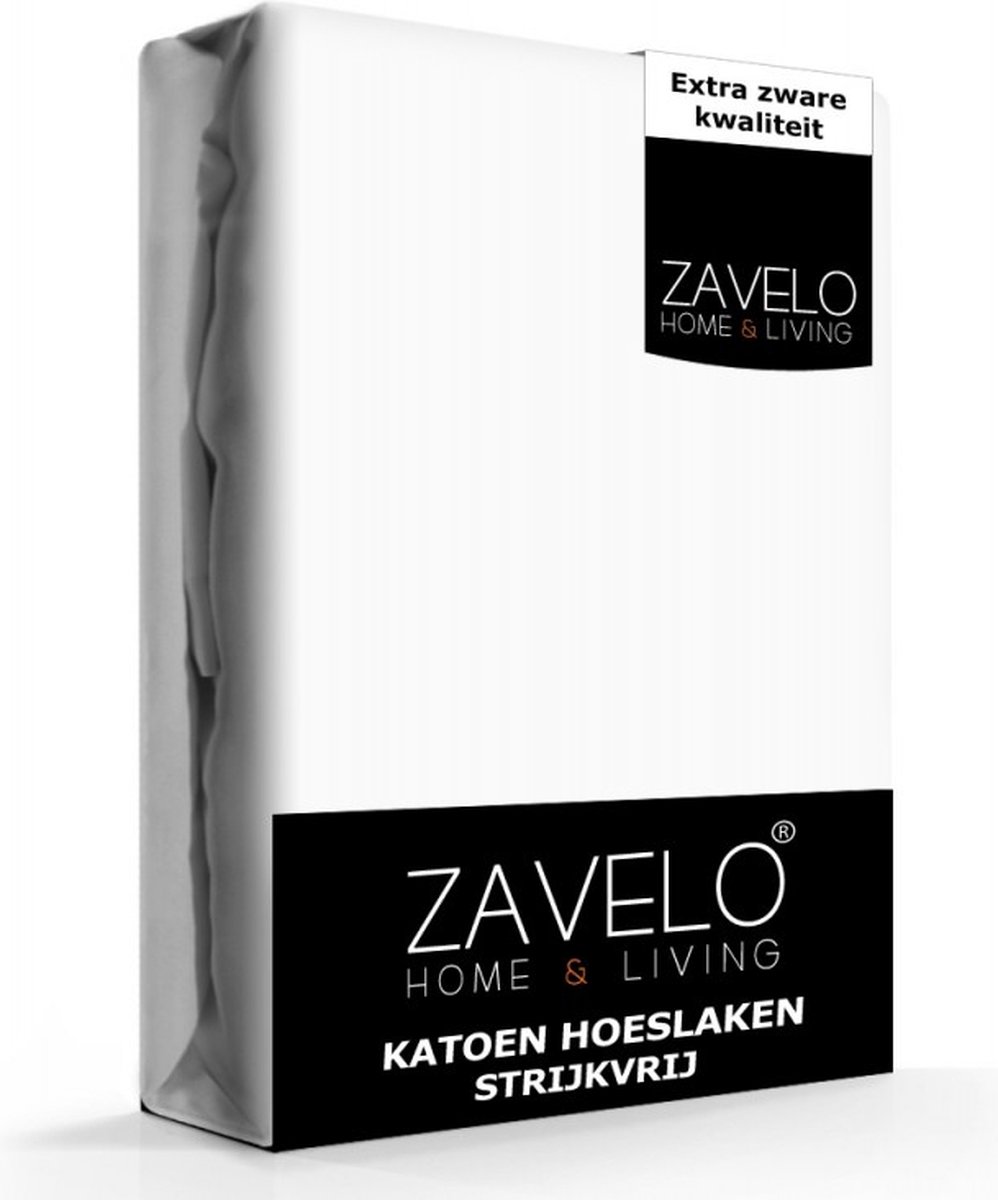 Slaaptextiel Zavelo Hoeslaken Katoen Strijkvrij Wit-lits-jumeaux (160x200 Cm)