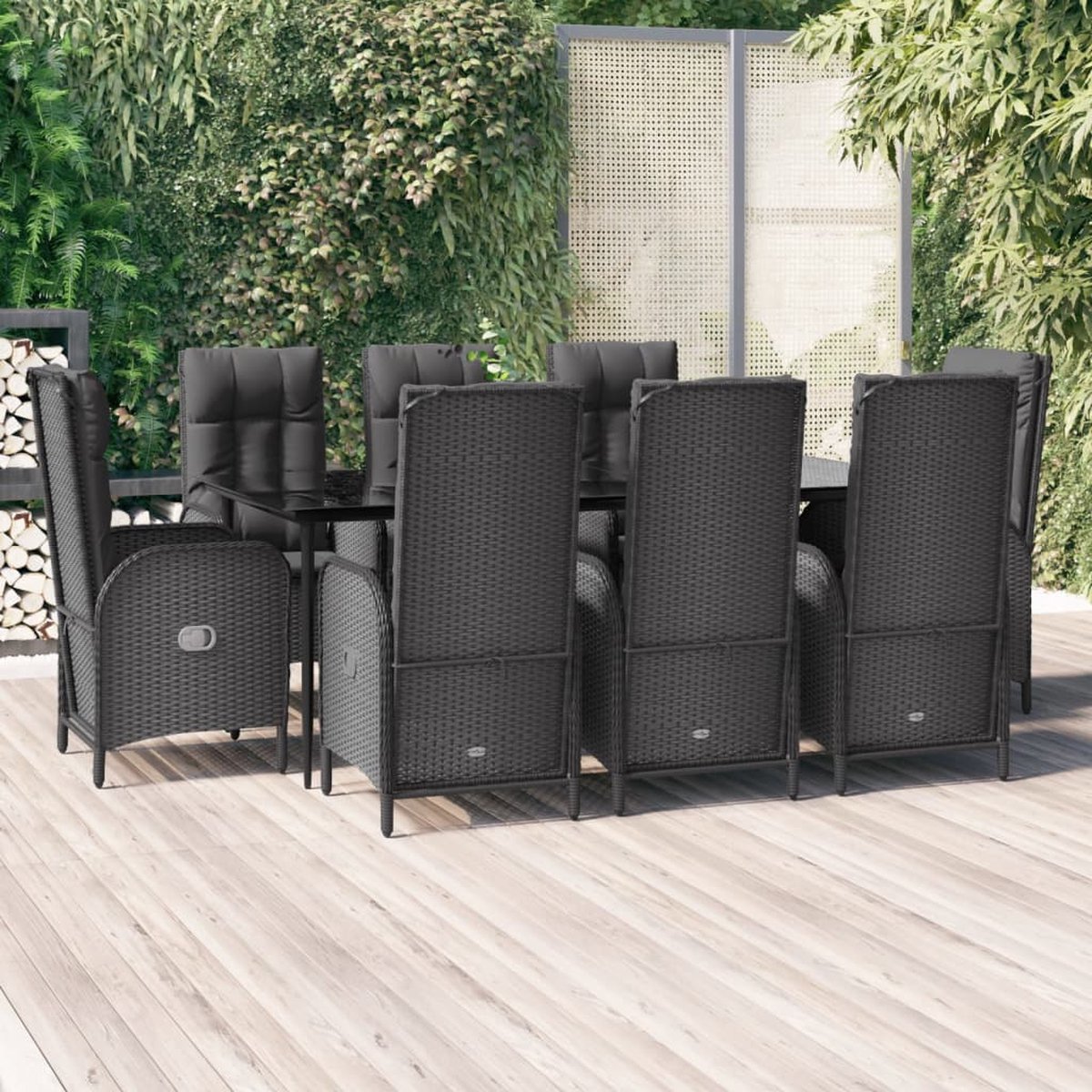 Vidaxl 9-delige Tuinset Poly Rattan - Zwart