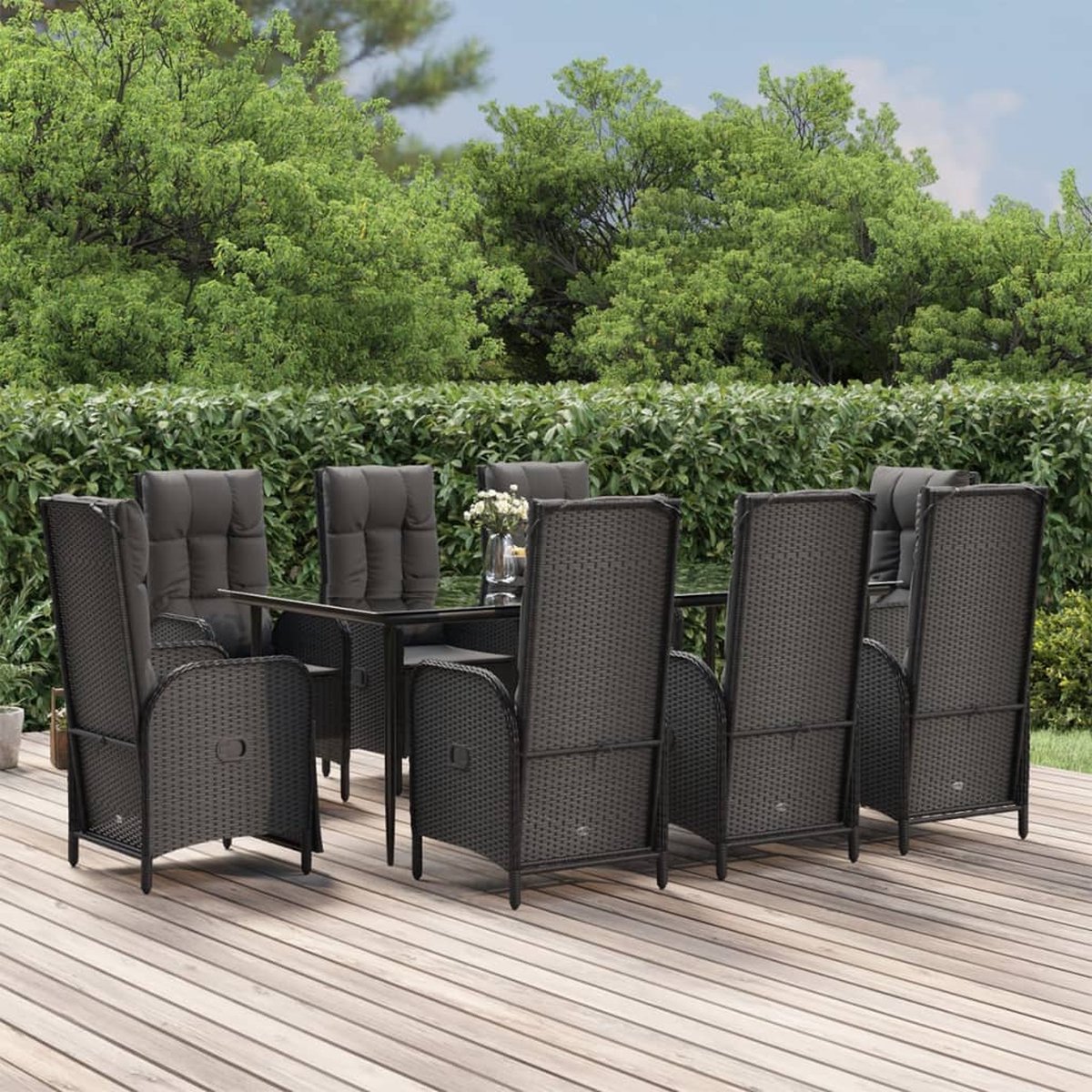 Vidaxl 9-delige Tuinset Poly Rattan - Zwart