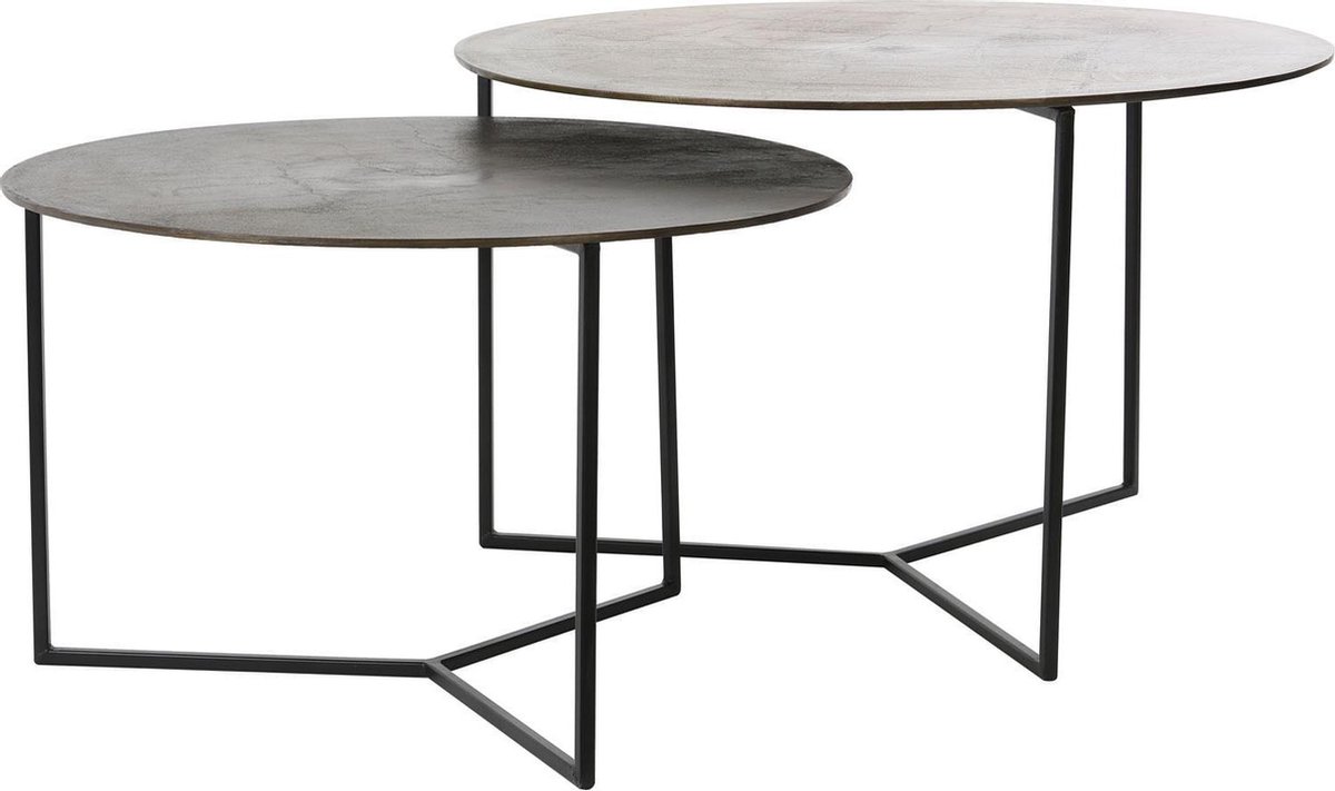 Light & Living - Salontafel Socos Set Van 2 - 75x75x46.5cm - Grijs