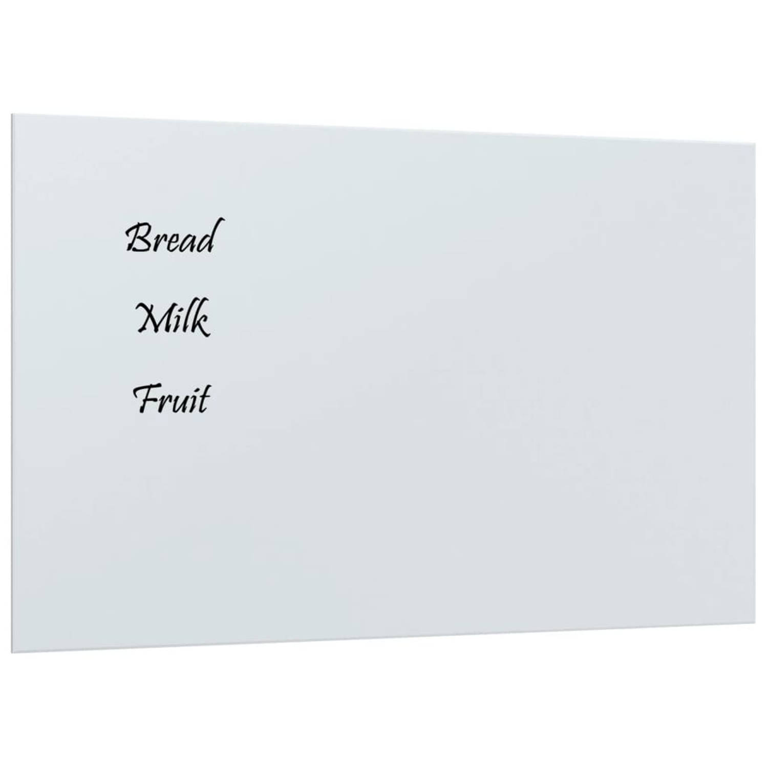 Vidaxl Magneetbord Voor Aan De Wand 80x50 Cm Gehard Glas Wit