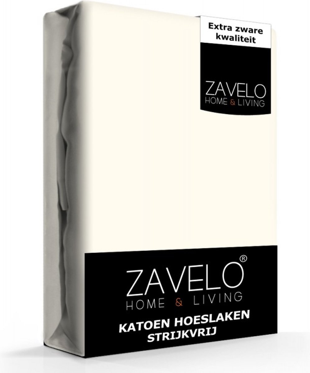 Slaaptextiel Zavelo Hoeslaken Katoen Strijkvrij Ivoor-2-persoons (140x200 Cm) - Beige