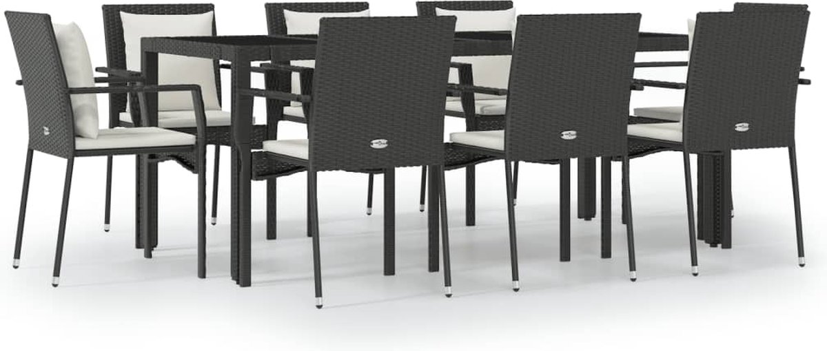 Vidaxl 9-delige Loungeset Met Kussens Poly Rattan - Zwart