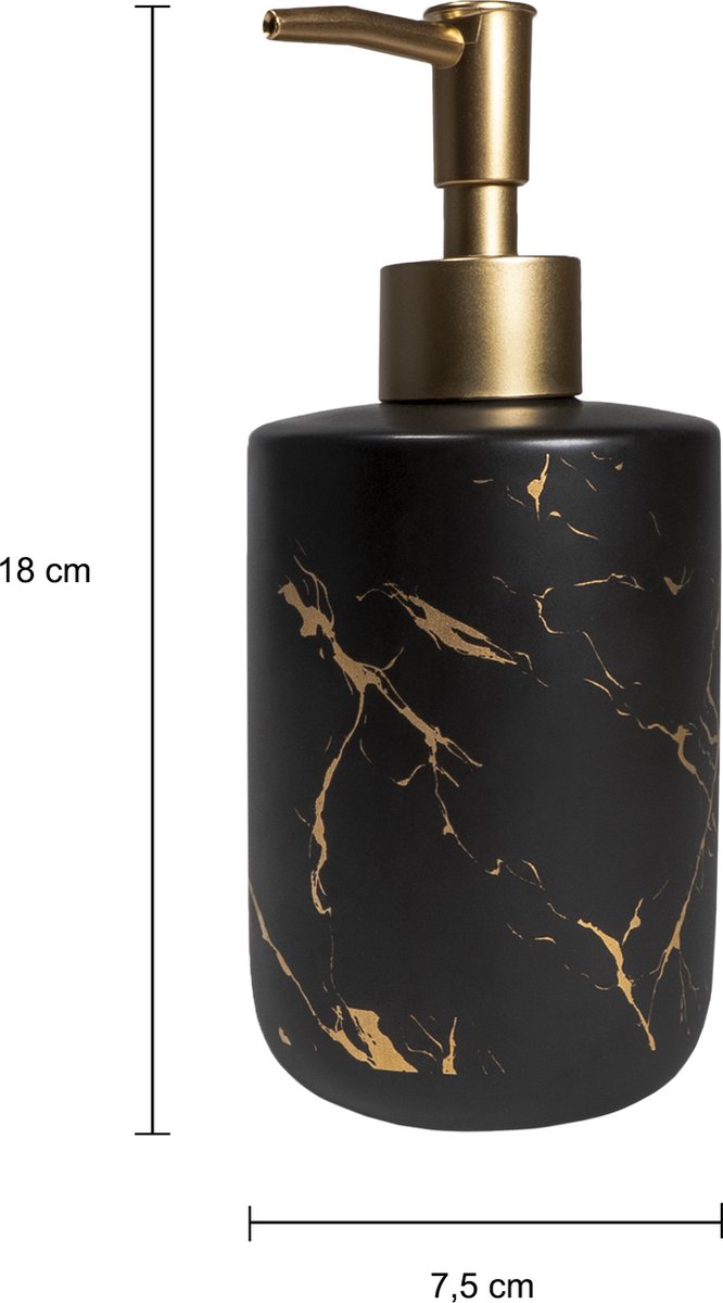 Quvio Zeepdispenser + Tandenborstelhouder - Zwart Met - Goud