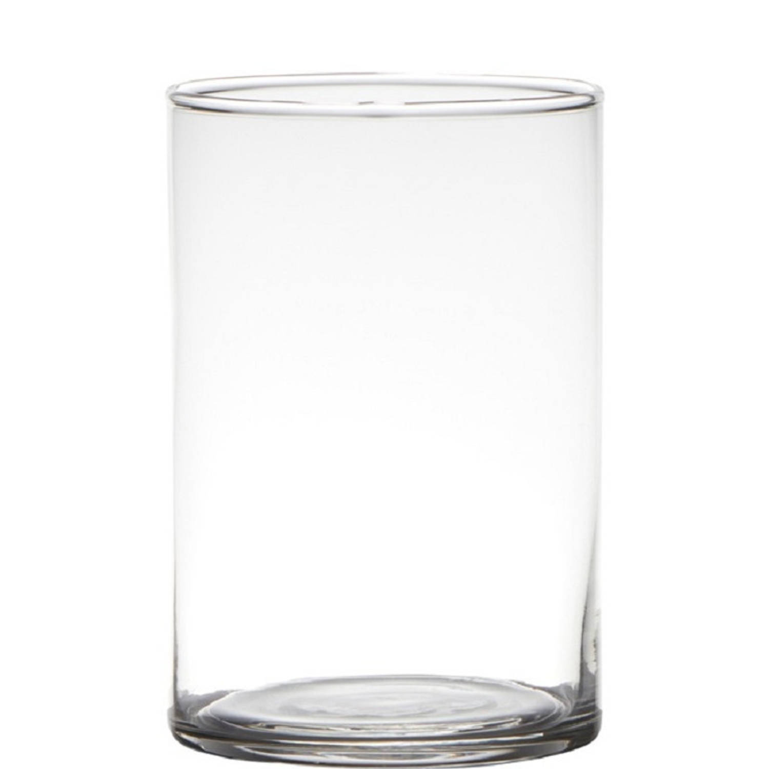 Transparante Home-basics Cylinder Vorm Vaas/vazen Van Glas 15 X 10 Cm - Vazen