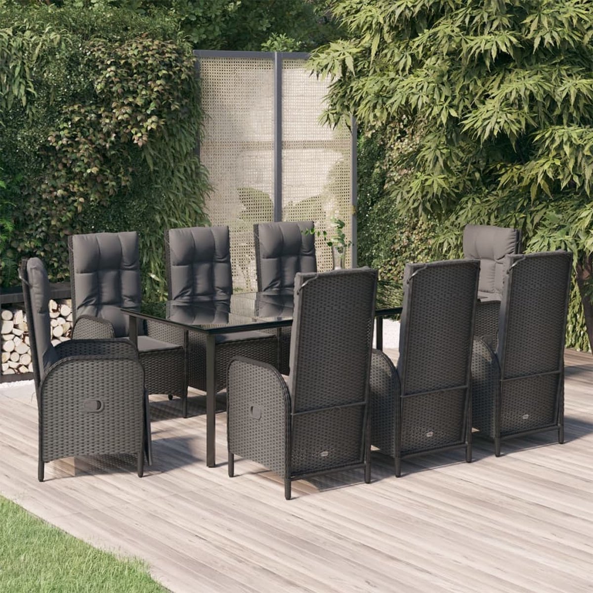 Vidaxl 9-delige Tuinset Poly Rattan - Negro