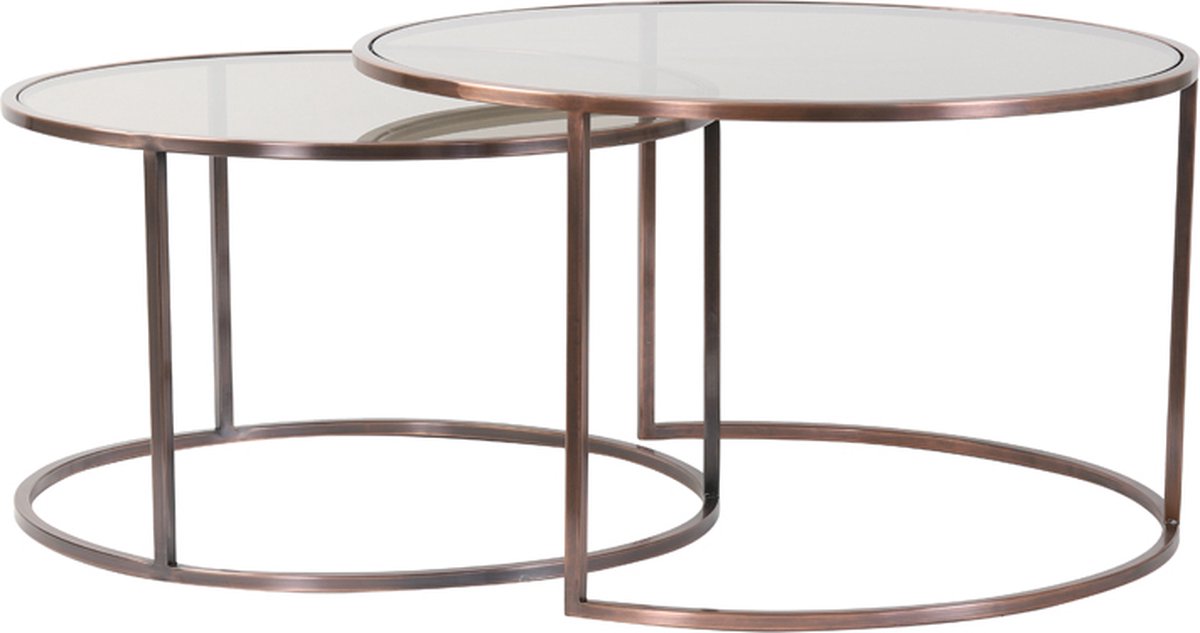 Light & Living - Salontafel Duarte Set Van 2 - 75x75x44cm - Brons - Bruin