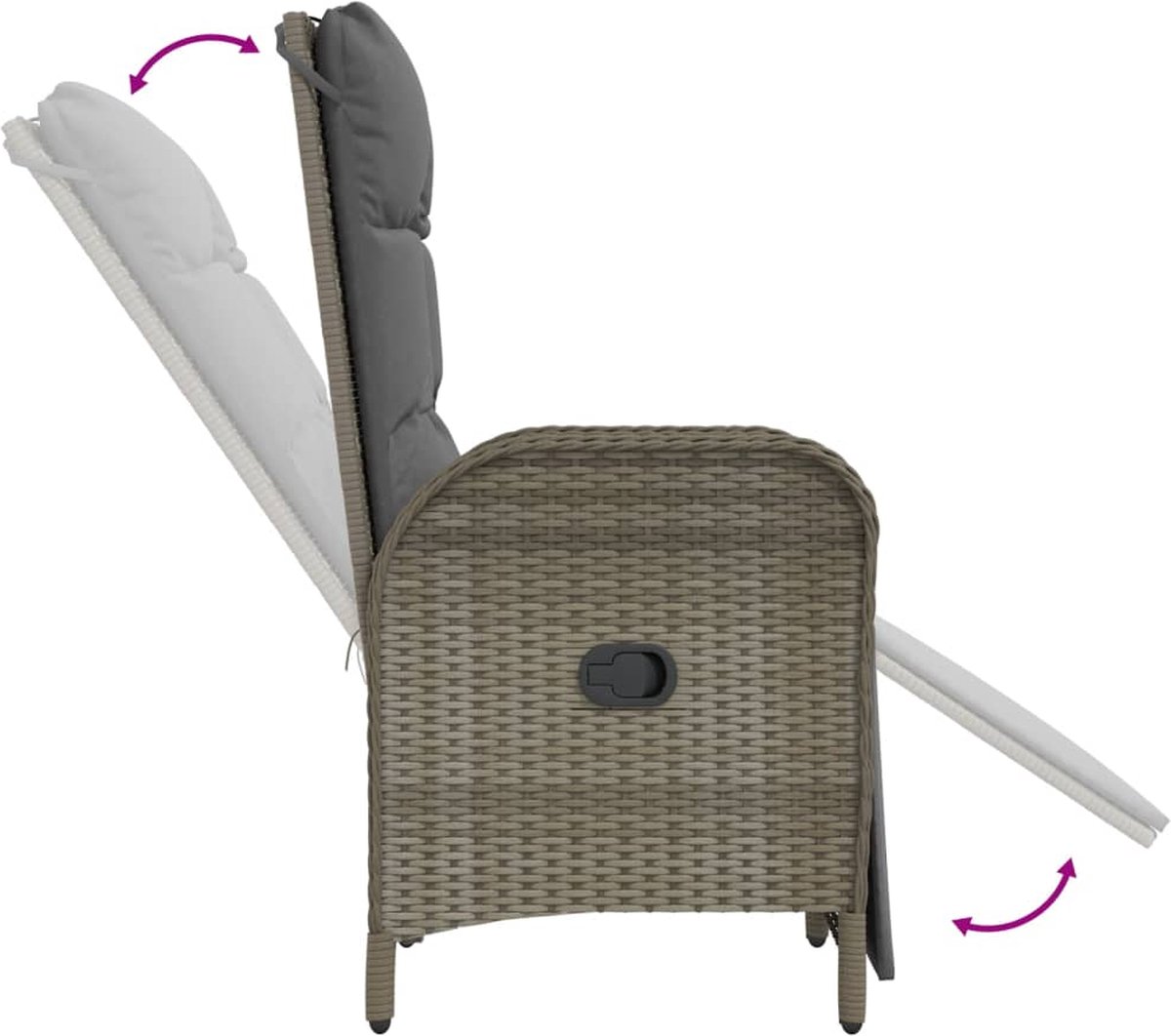 Vidaxl 7-delige Tuinset Met Kussens Poly Rattan - Grijs