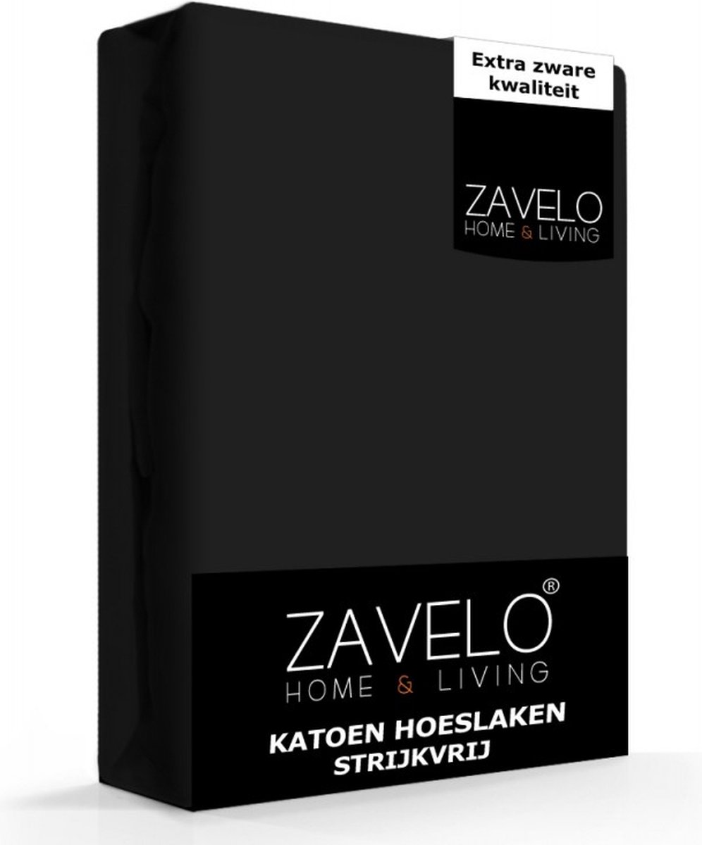Slaaptextiel Zavelo Hoeslaken Katoen Strijkvrij-2-persoons (140x200 Cm) - Zwart