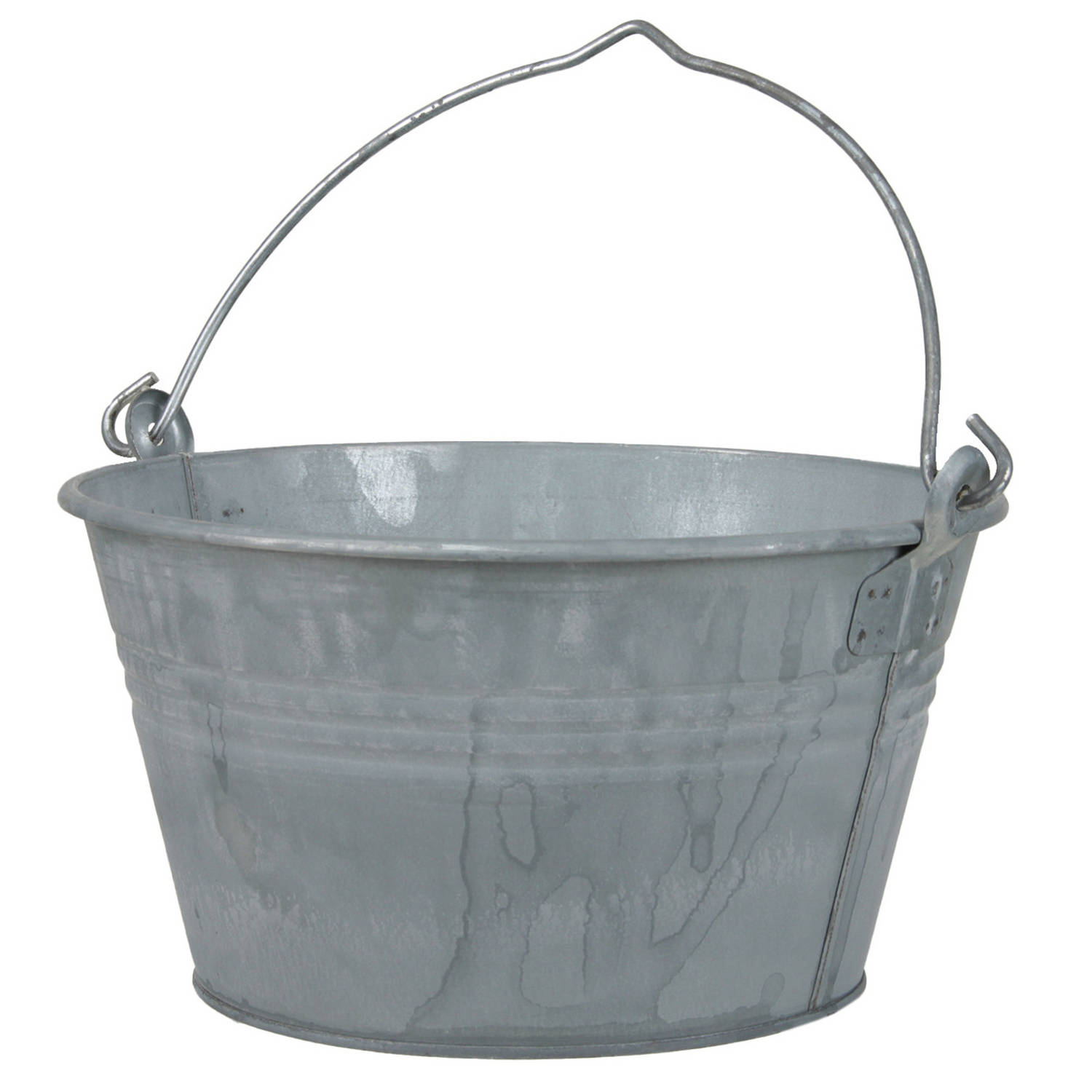 Emmer/plantenpot - D25 X H21 Cm - Zink - Met Handvat - Ijzeren Emmer / Teil - Silver