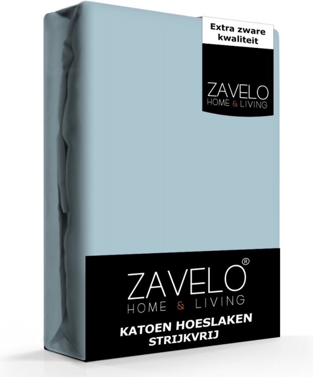 Slaaptextiel Zavelo Hoeslaken Katoen Strijkvrij-2-persoons (140x200 Cm) - Blauw