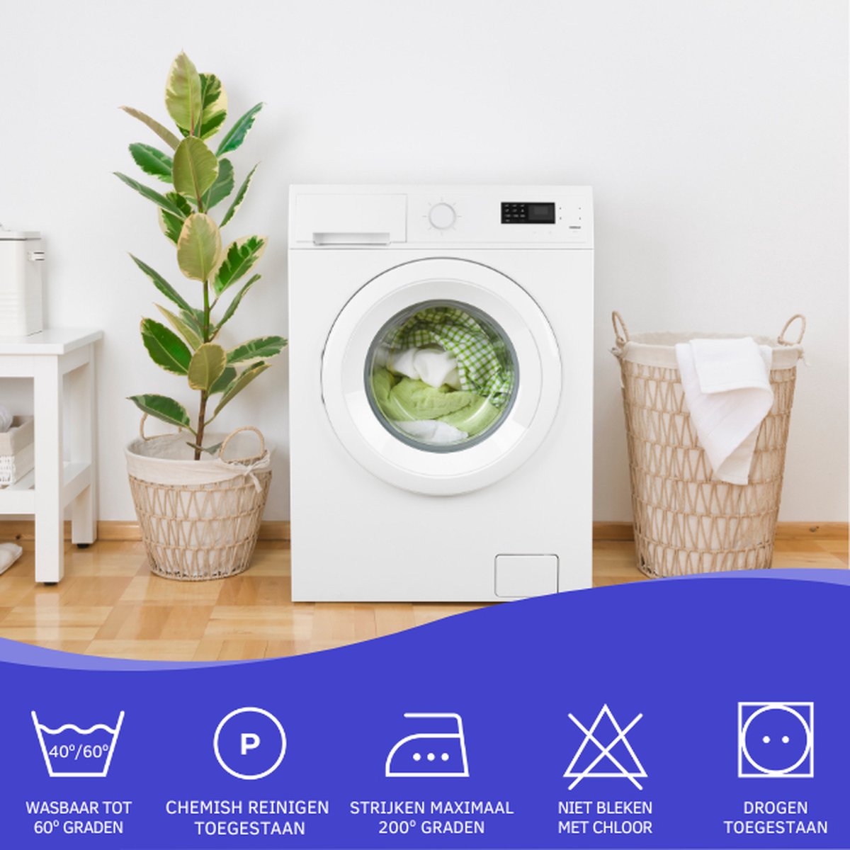 Slaaptextiel Zavelo Hoeslaken Katoen Strijkvrij-lits-jumeaux (180x200 Cm) - Blauw