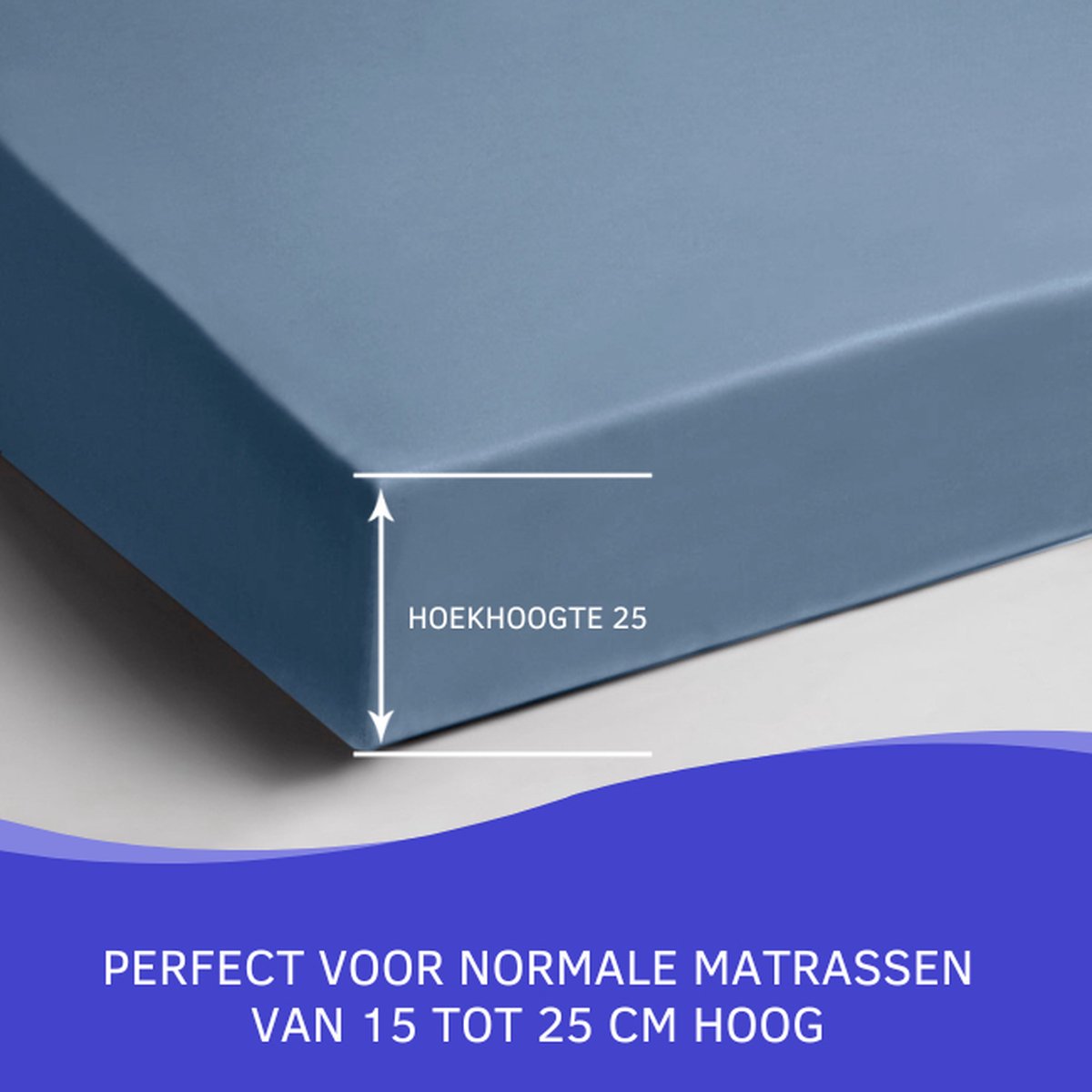 Slaaptextiel Zavelo Hoeslaken Katoen Strijkvrij-lits-jumeaux (180x200 Cm) - Blauw