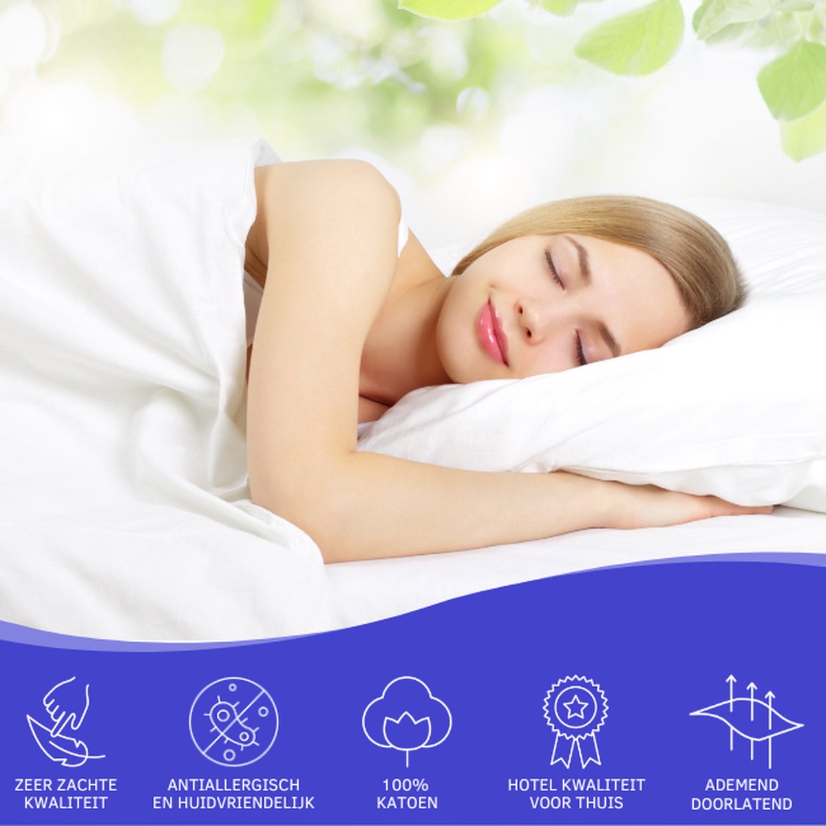 Slaaptextiel Zavelo Hoeslaken Katoen Strijkvrij-lits-jumeaux (180x200 Cm) - Blauw