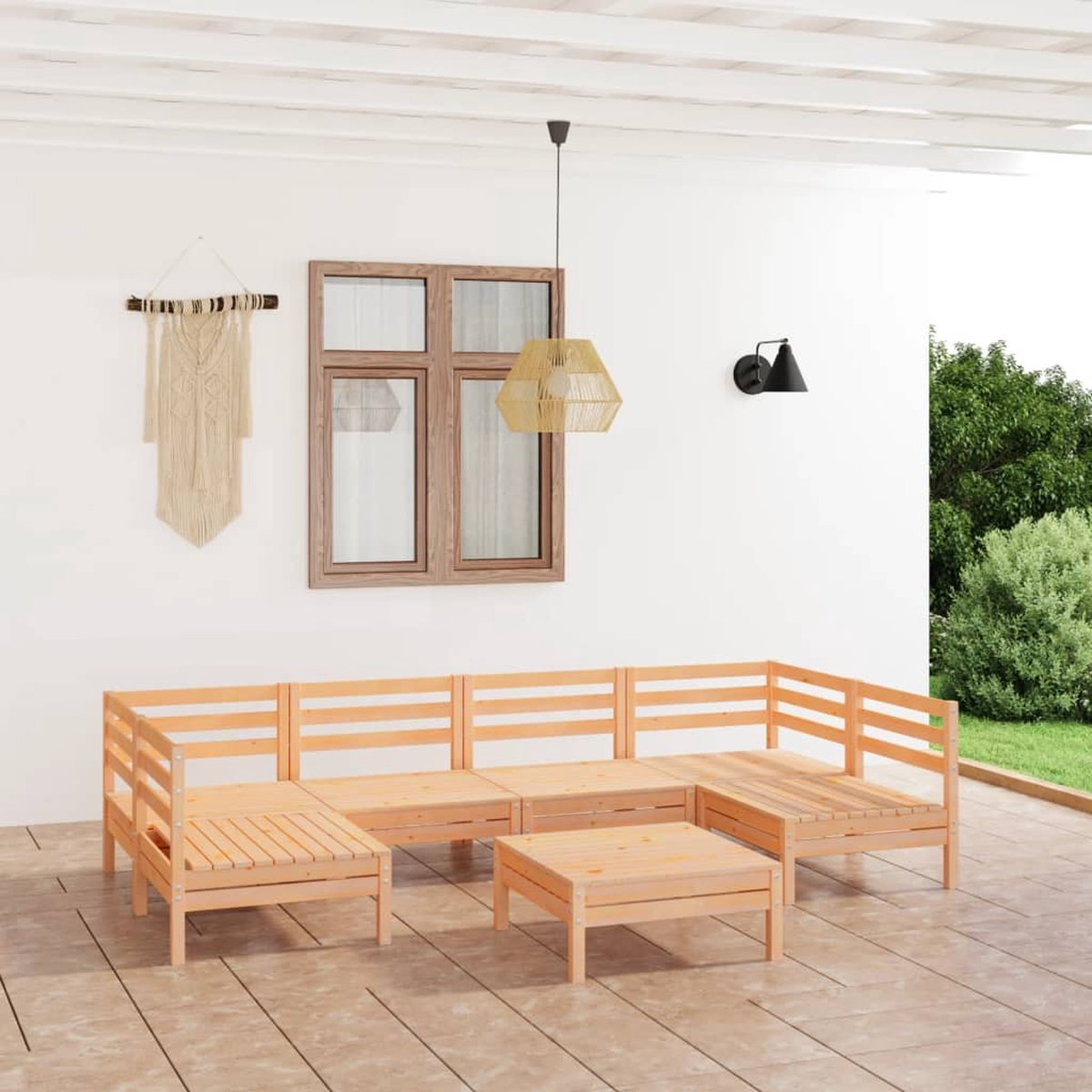 Vidaxl 7-delige Loungeset Massief Grenenhout - Bruin