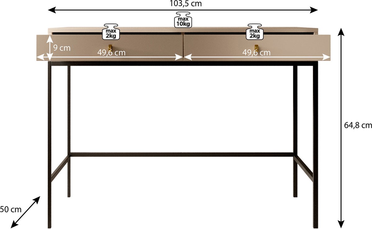 Meubella - Kaptafel Moreno 104 Cm - Beige