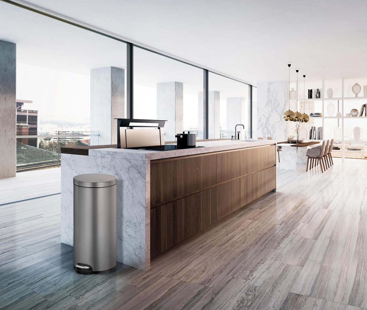 Eko Pedaalemmer Serene 30 L Platinakleurig - Grijs