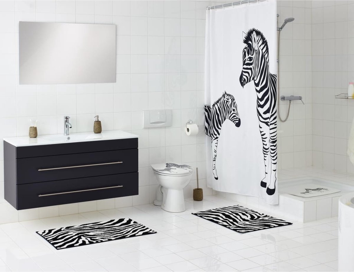 Ridder Badmat Zebra 38x72 Cm Wit En - Zwart