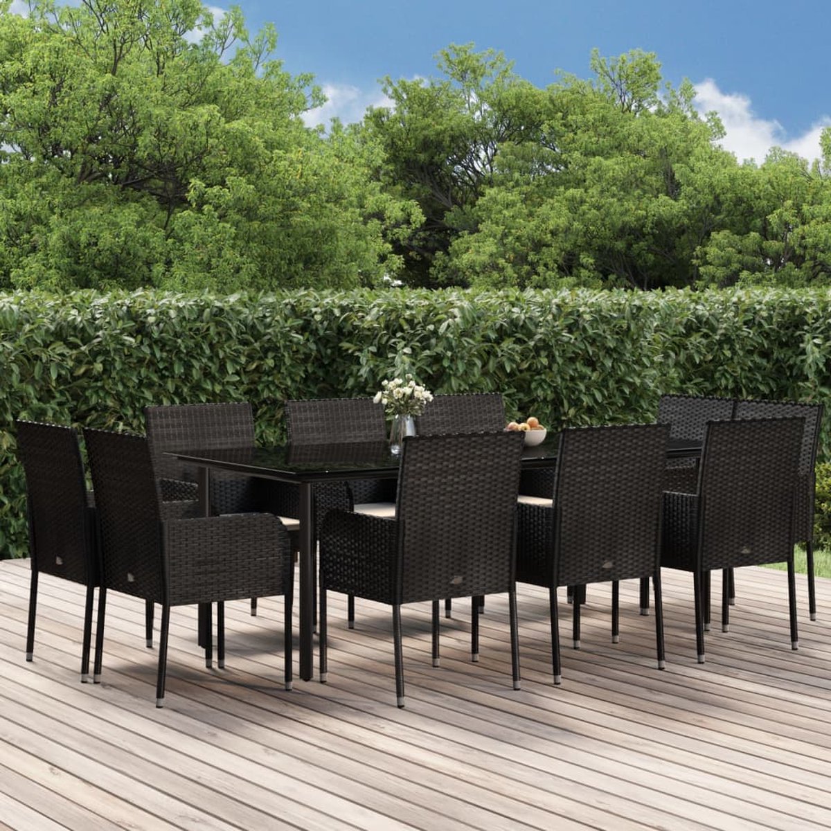 Vidaxl 11-delige Tuinset Met Kussens Poly Rattan - Negro