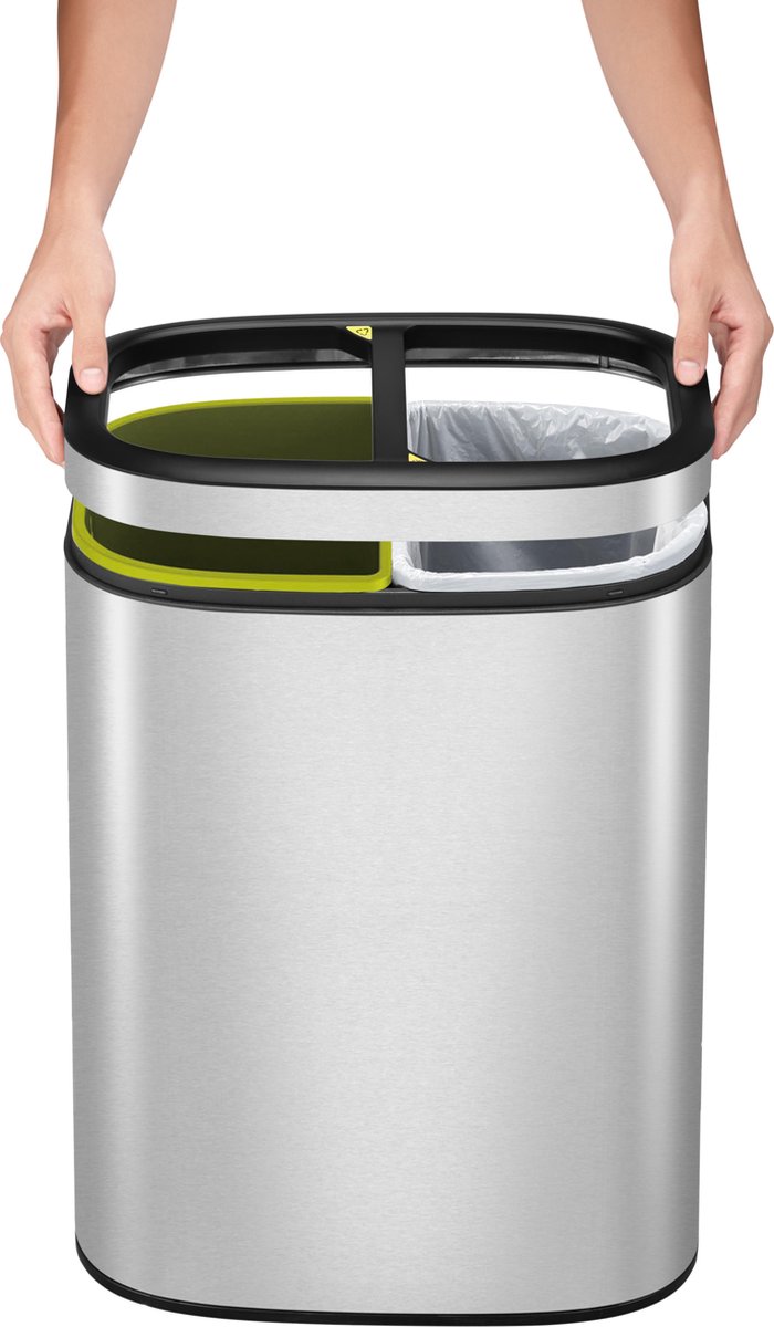 Eko Afvalbak Oli-cube 2x20 L Matzilverkleurig - Silver