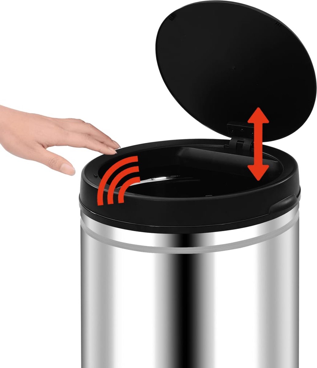 Vidaxl Prullenbak Met Automatische Sensor 60 L Roestvrij Staal - Silver