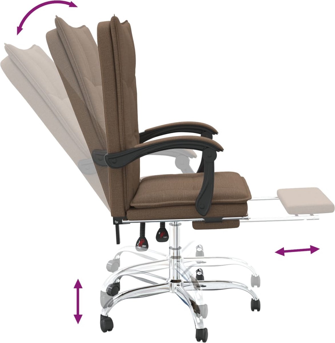 Vidaxl Kantoorstoel Verstelbaar Stof - Bruin