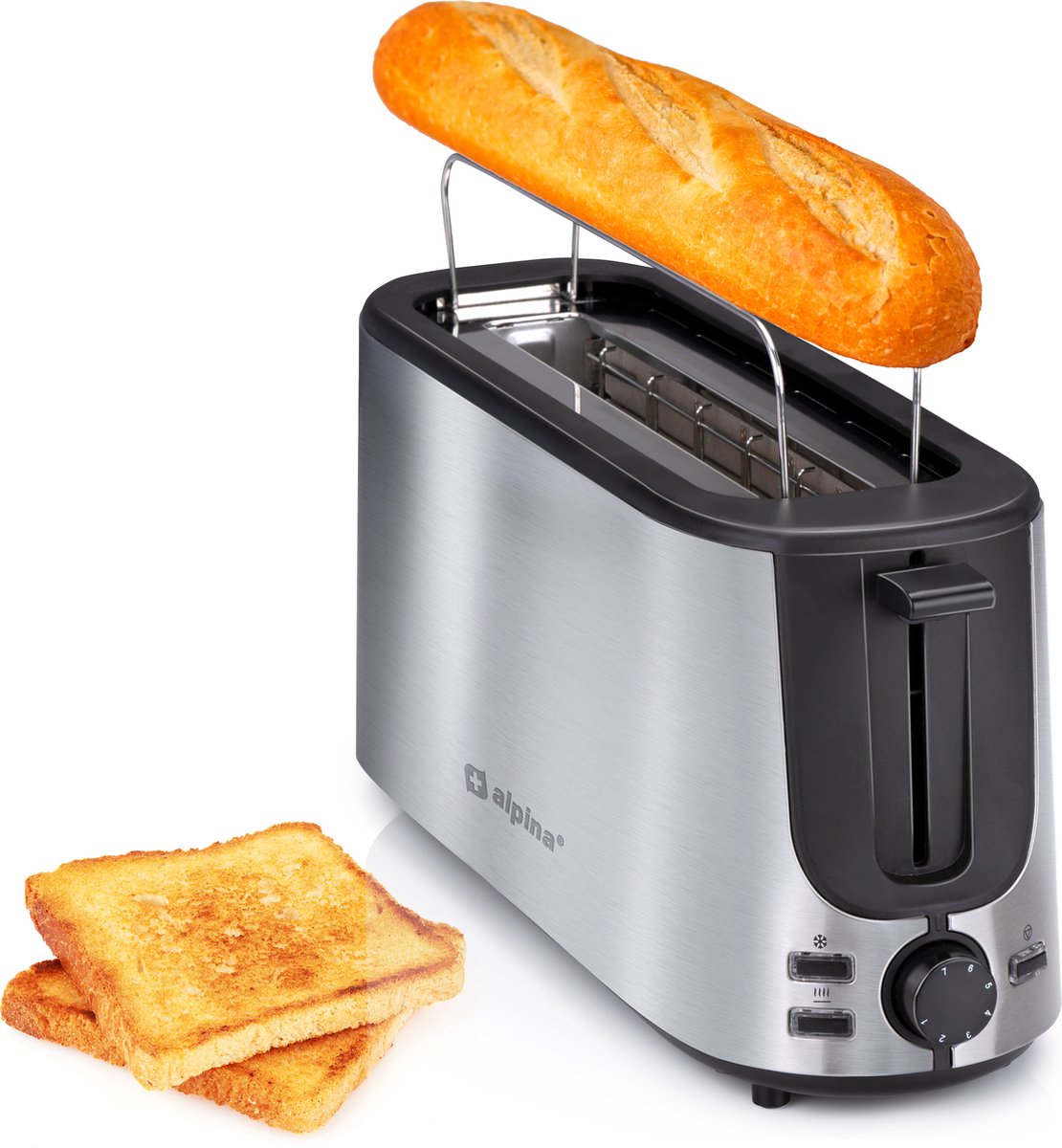 Alpina Toaster - Ontdooifunctie - 7 Bruiningsstanden - 230v - Rvs - 1000 W - Zilver