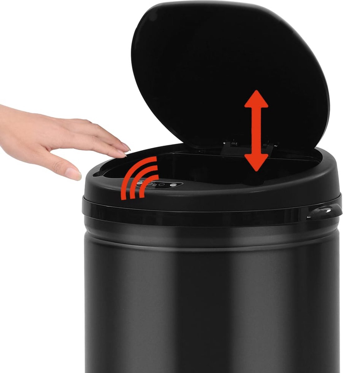 Vidaxl Prullenbak Met Automatische Sensor 50 L Koolstofstaal - Zwart