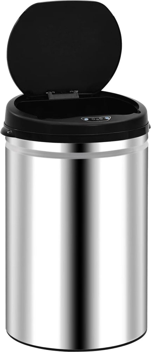 Vidaxl Prullenbak Met Automatische Sensor 50 L Koolstofstaal - Zwart