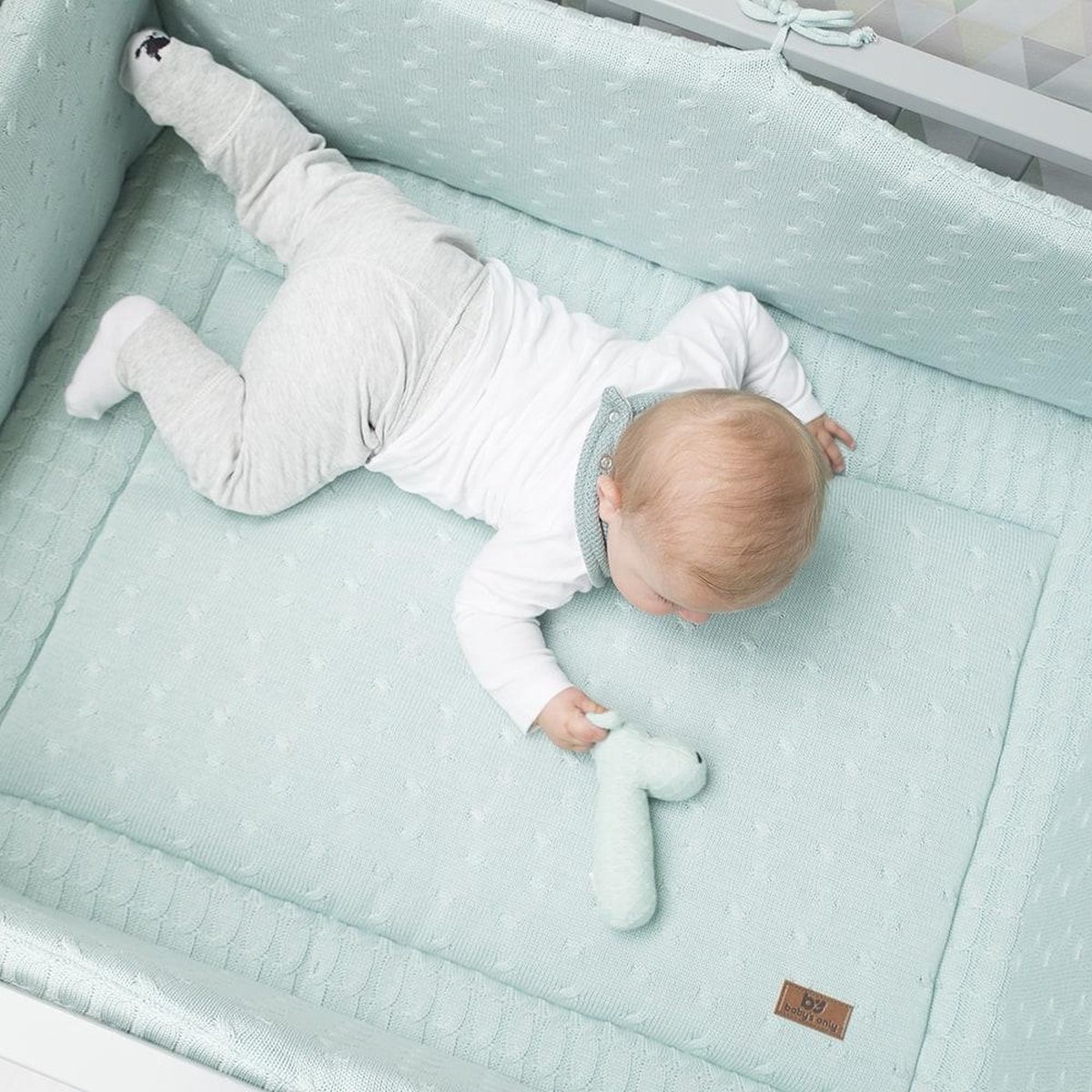 Baby's Only Baby&apos;s Only Boxkleed Cable Leem 80 X 100 Cm - Grijs