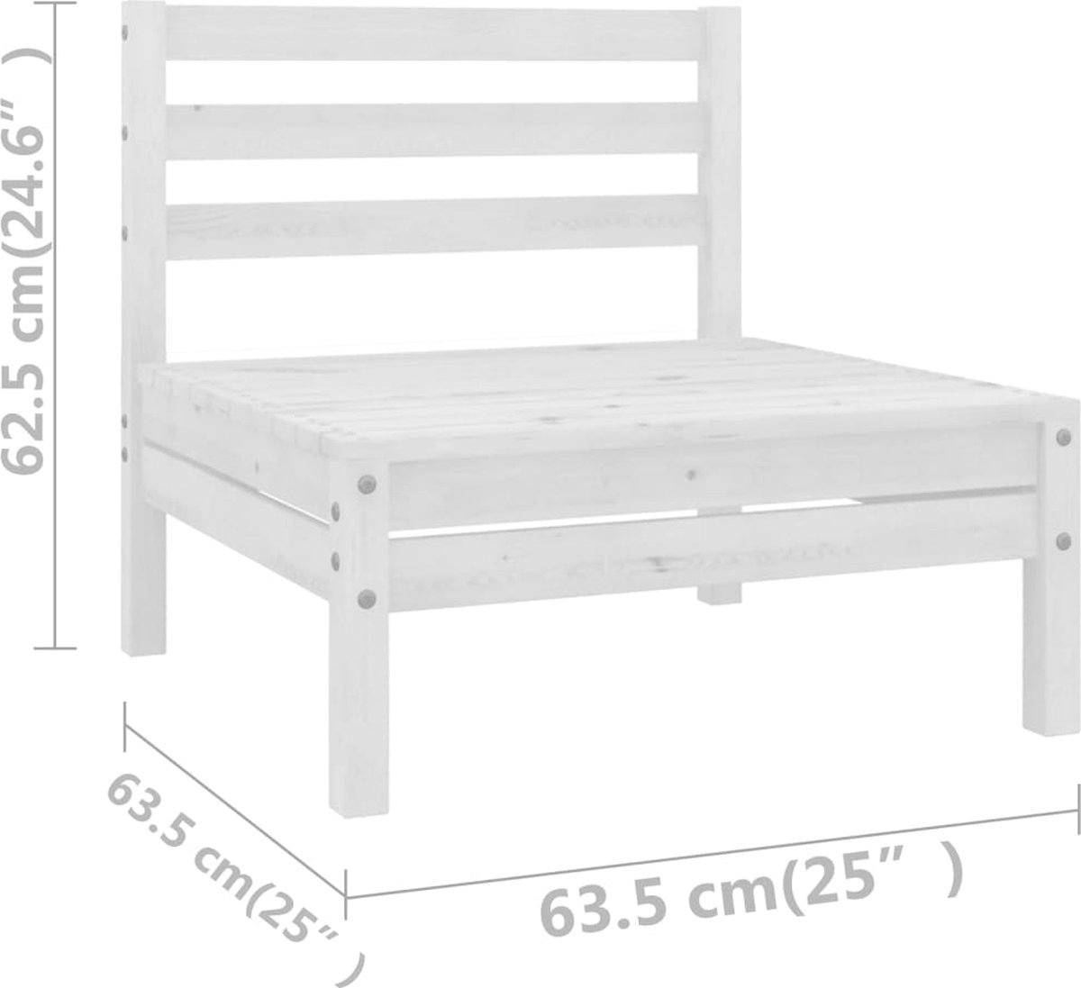 Vidaxl 5-delige Loungeset Massief Grenenhout Wit