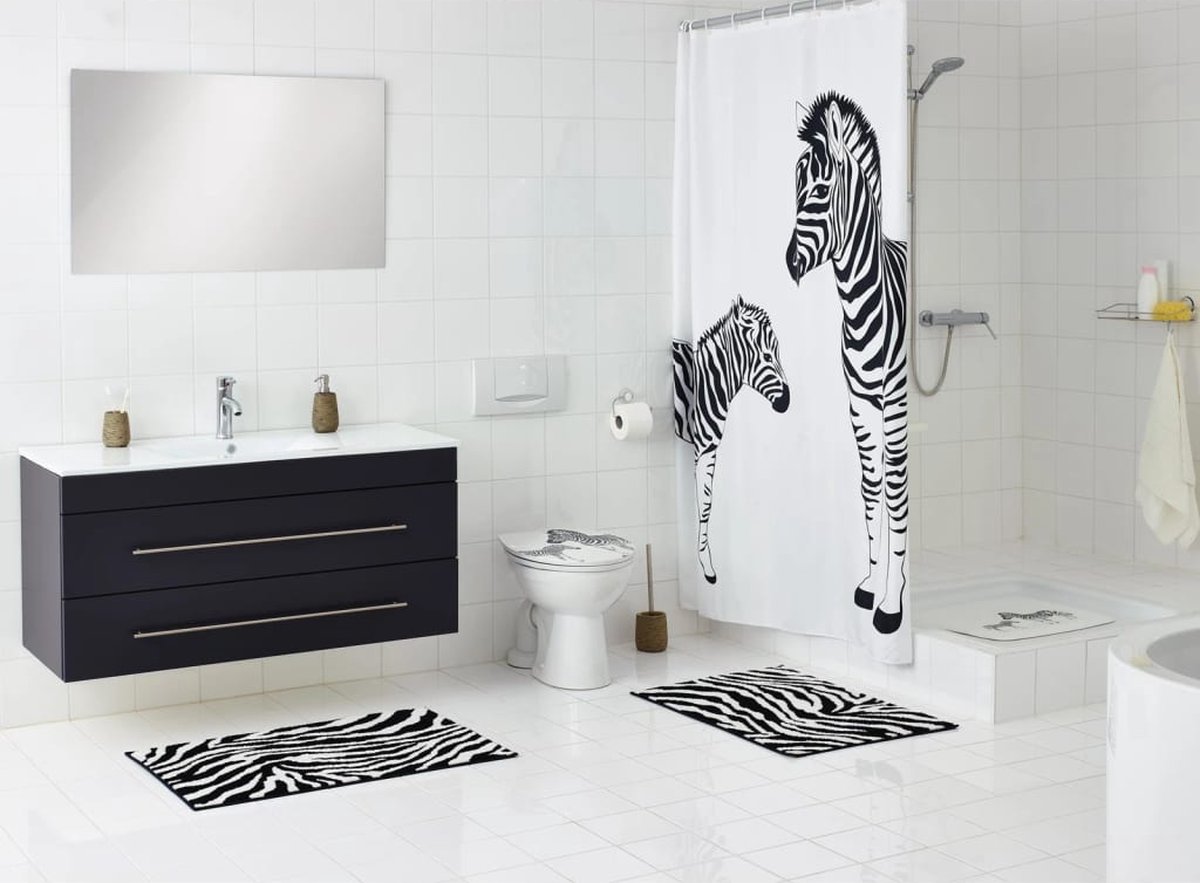Ridder Douchemat Zebra 54x54 Cm Wit En - Zwart