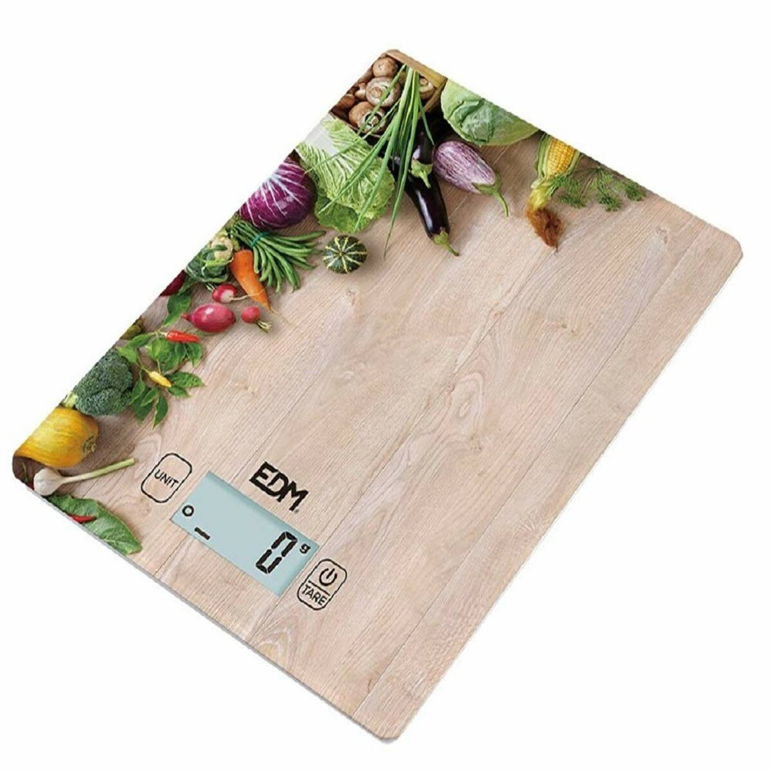 EDM Keukenweegschaal Hout 5 Kg (14 X 19.5 Cm) - Bruin